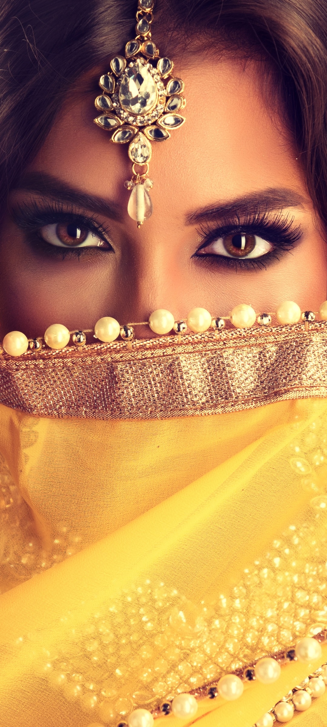Women Model, Indian, Brown Eyes, Jewelry, Brunette, Face, 1080x2400, Phone HD Wallpaper