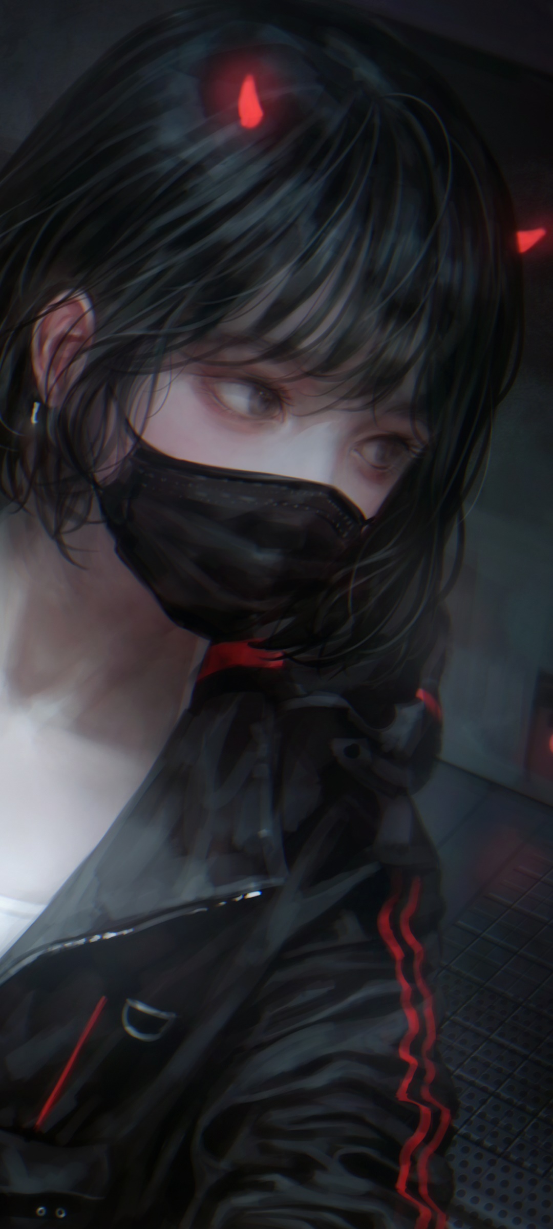 Anime Original, Black Hair, Short Hair, 1080x2400, Phone HD Wallpaper