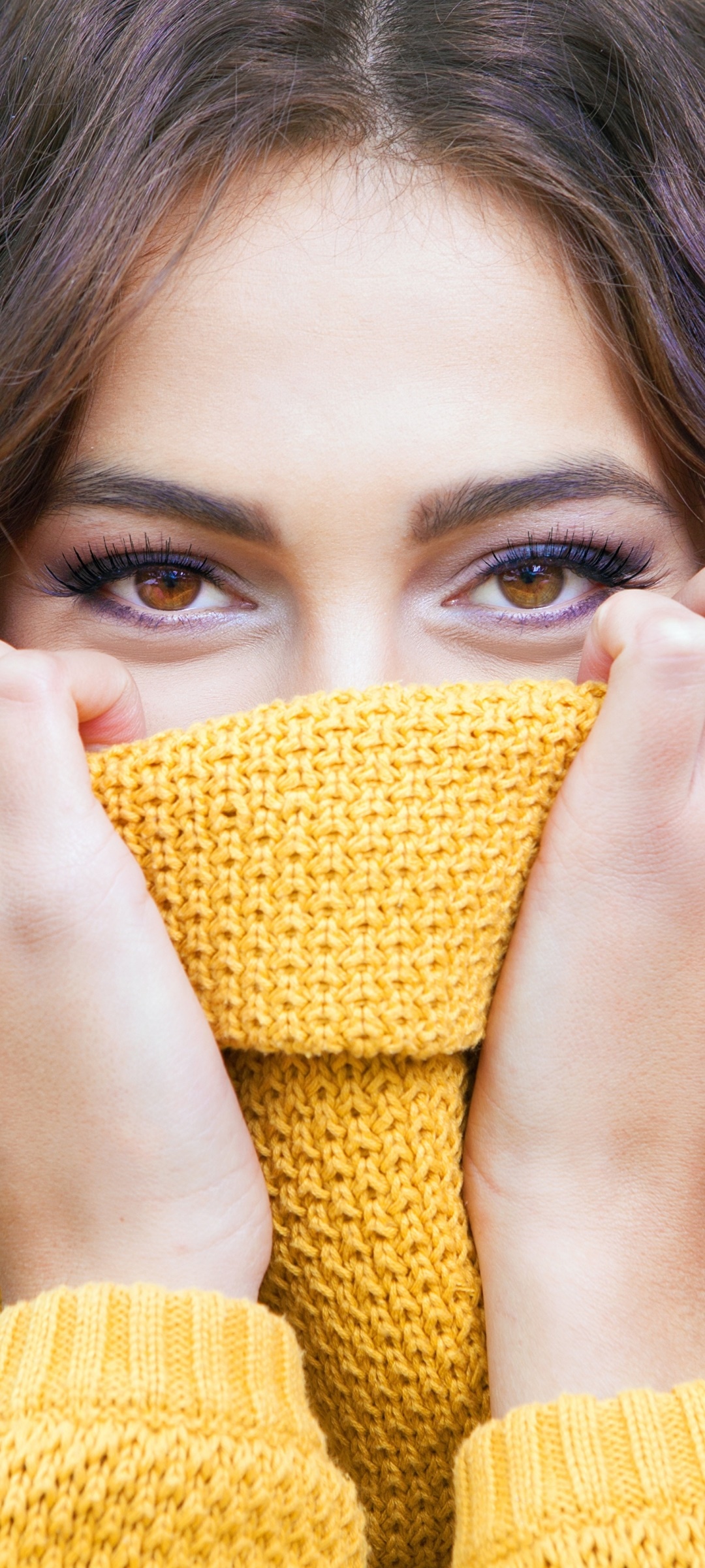 Women Model, Brunette, Hazel Eyes, Stare, Face, 1080x2400, Phone HD Wallpaper