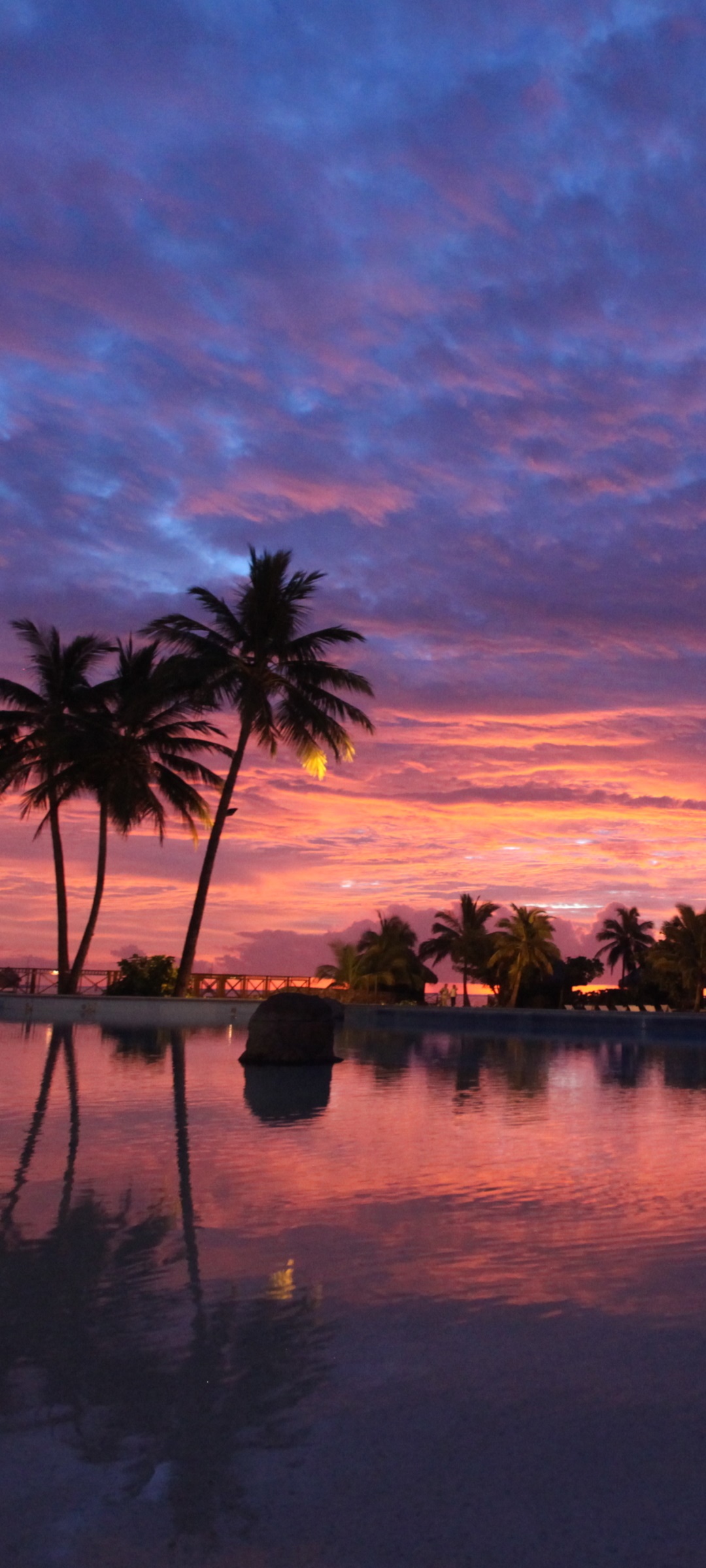 Photography Sunset, Resort, Bora Bora, Pool, Reflection, Cloud, 1080x2400, Phone HD Wallpaper