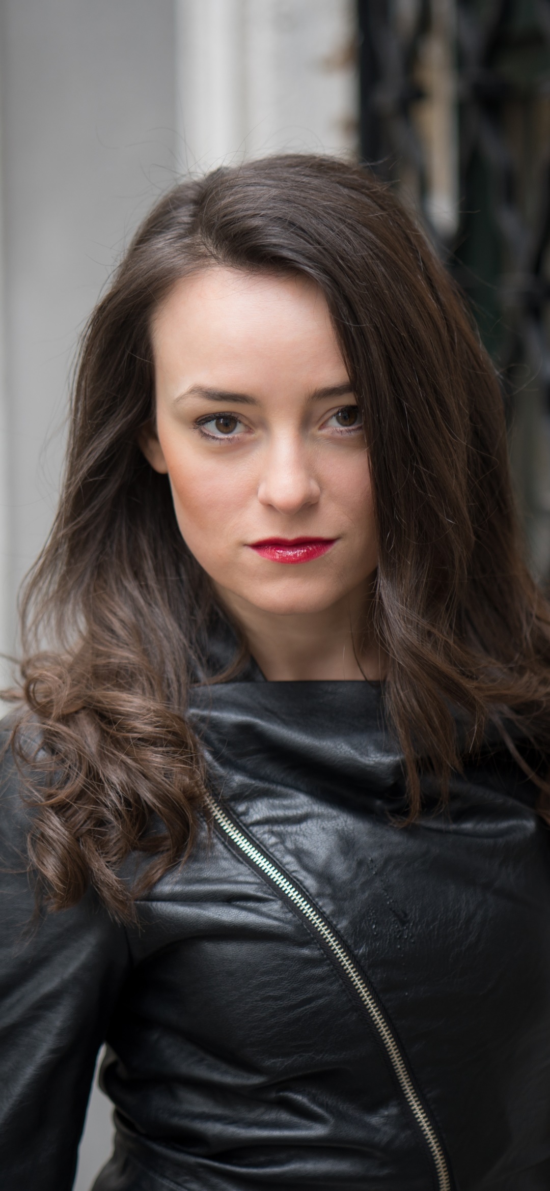 Women Model, Brunette, Leather Jacket, Lipstick, 1080x2340, Phone HD Wallpaper