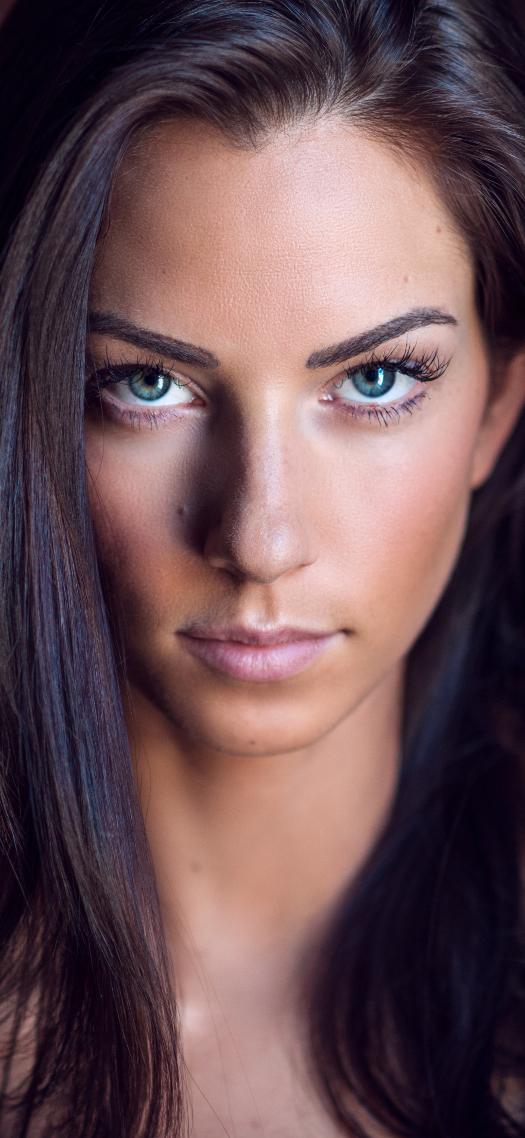Women Model, Face, Brunette, Blue Eyes, 1080x2340, Phone HD Wallpaper