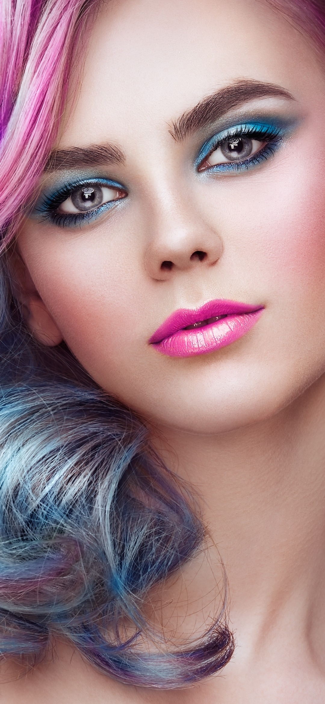 Women Model, Lipstick, Blue Eyes, Face, 1080x2340, Phone HD Wallpaper