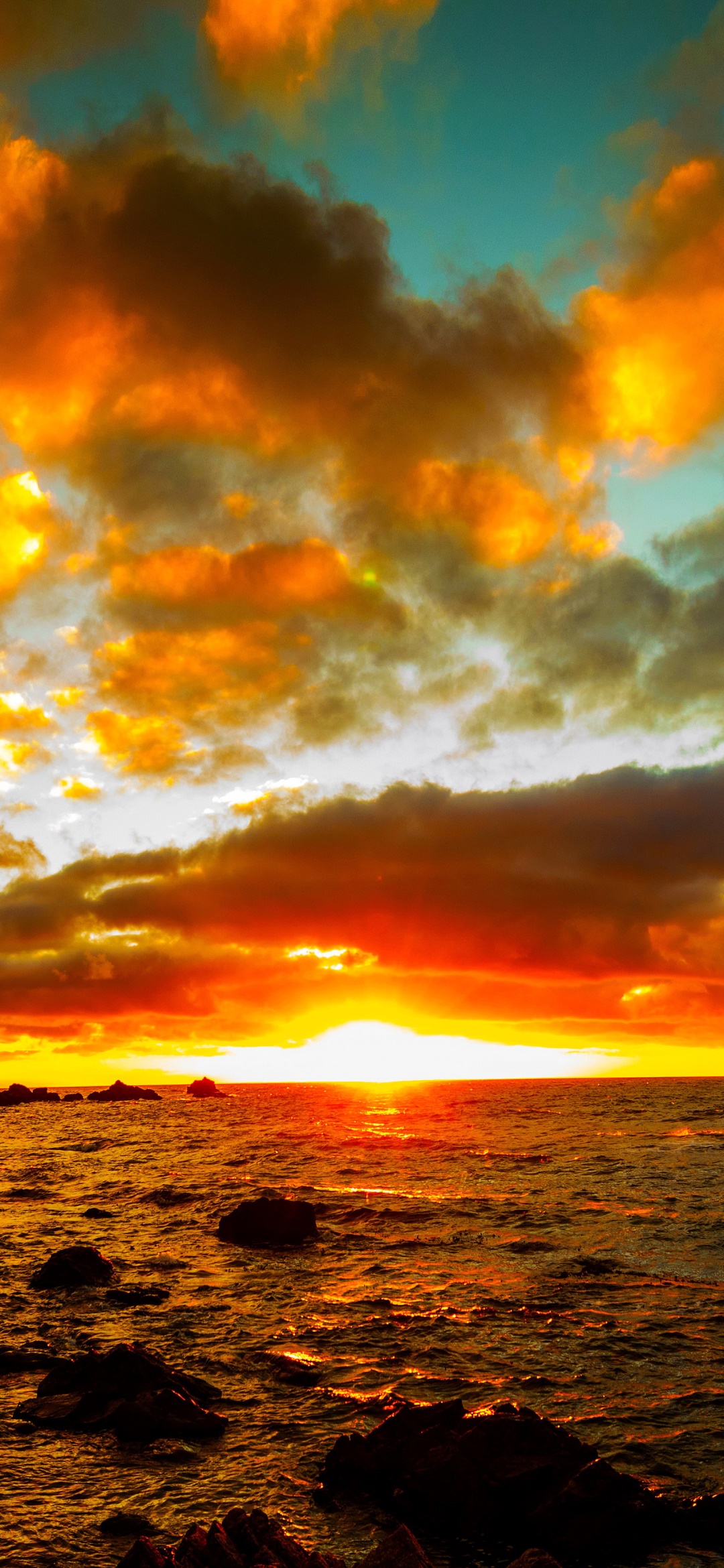 Earth Sunset, Cloud, Ocean, Sea, Horizon, 1080x2340, Phone HD Wallpaper