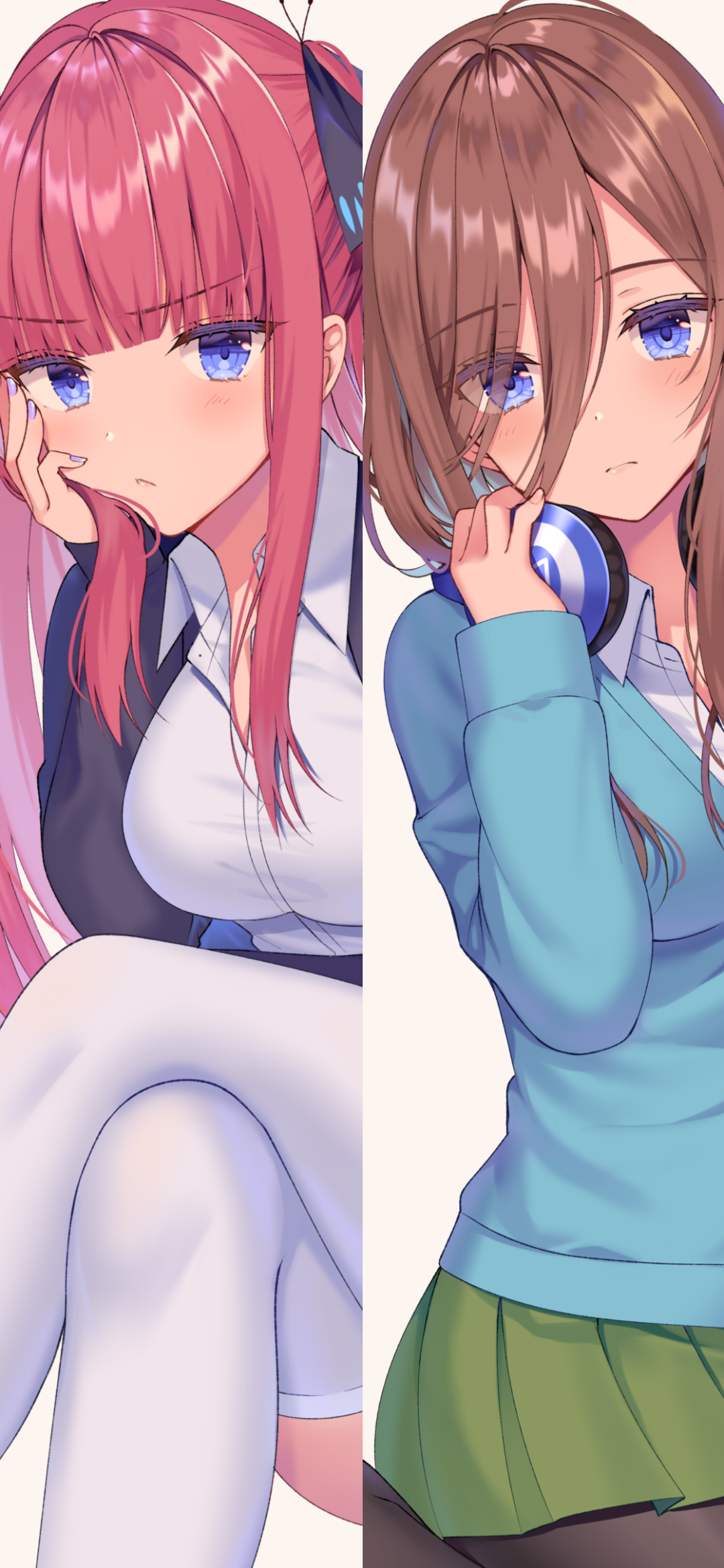 Anime The Quintessential Quintuplets, Nino Nakano, Miku Nakano, 1080x2340, Phone HD Wallpaper
