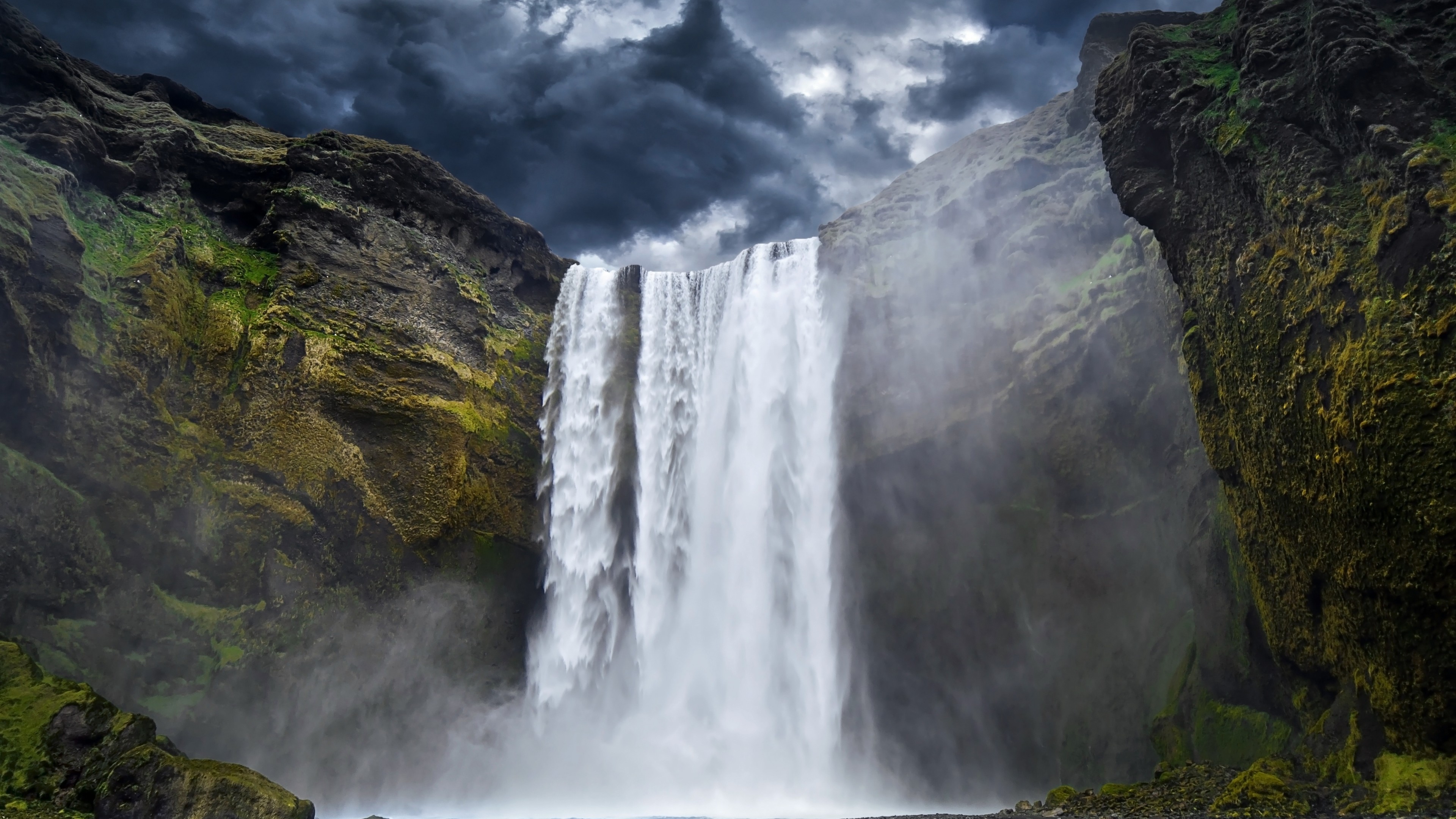 Yosemite, 4k, Waterfall, hills, clouds, river, HD Wallpaper