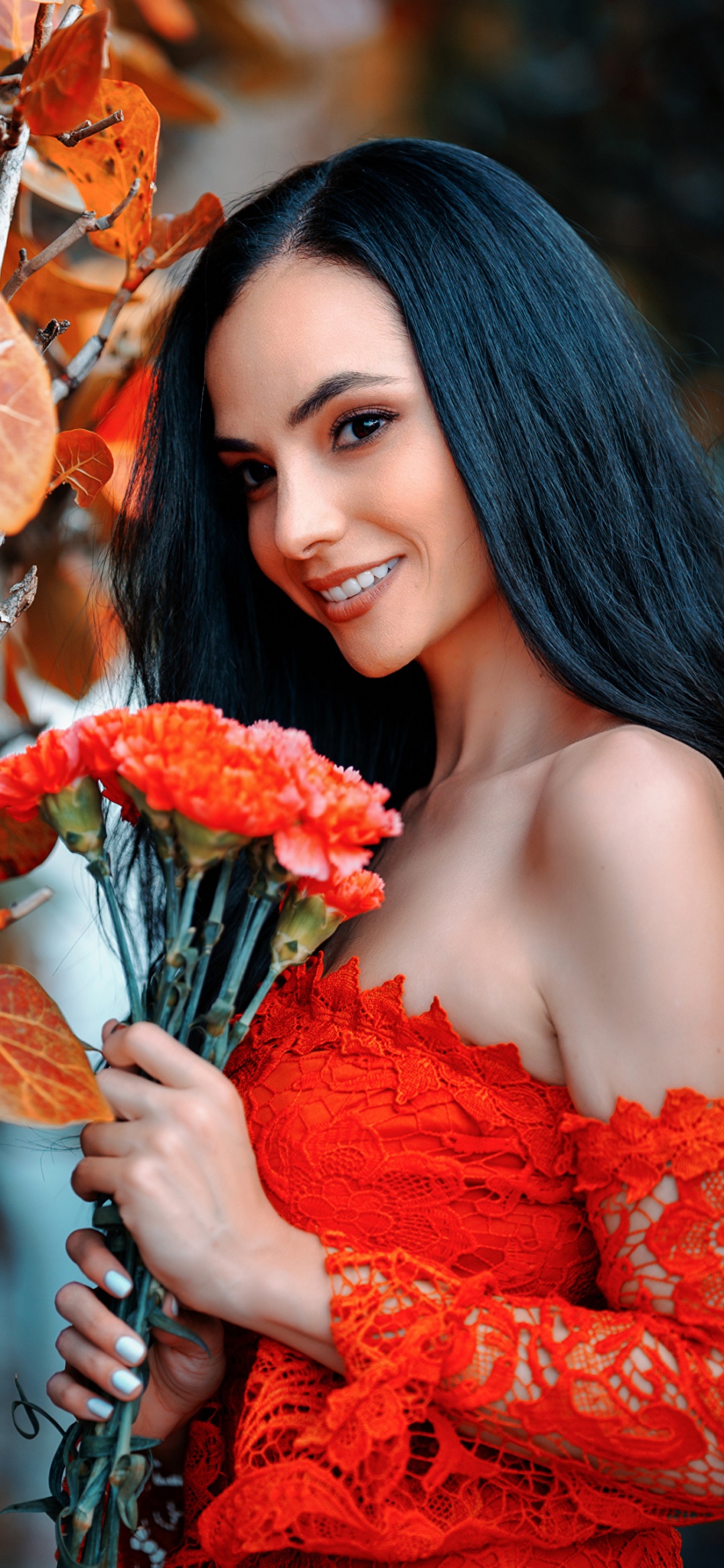 Women Model, Black Hair, 1080x2340, Phone HD Wallpaper