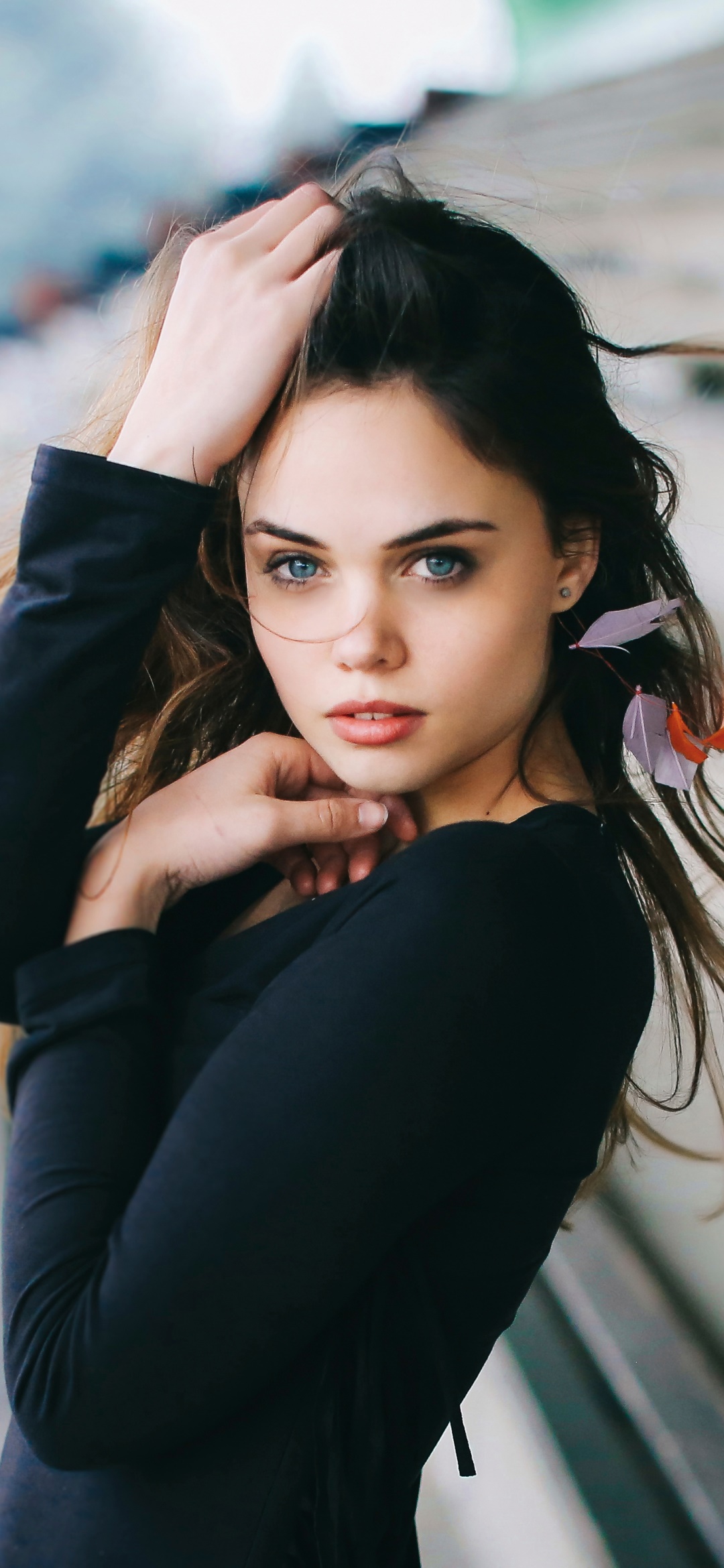 Women Model, Blue Eyes, Brunette, 1080x2340, Phone HD Wallpaper