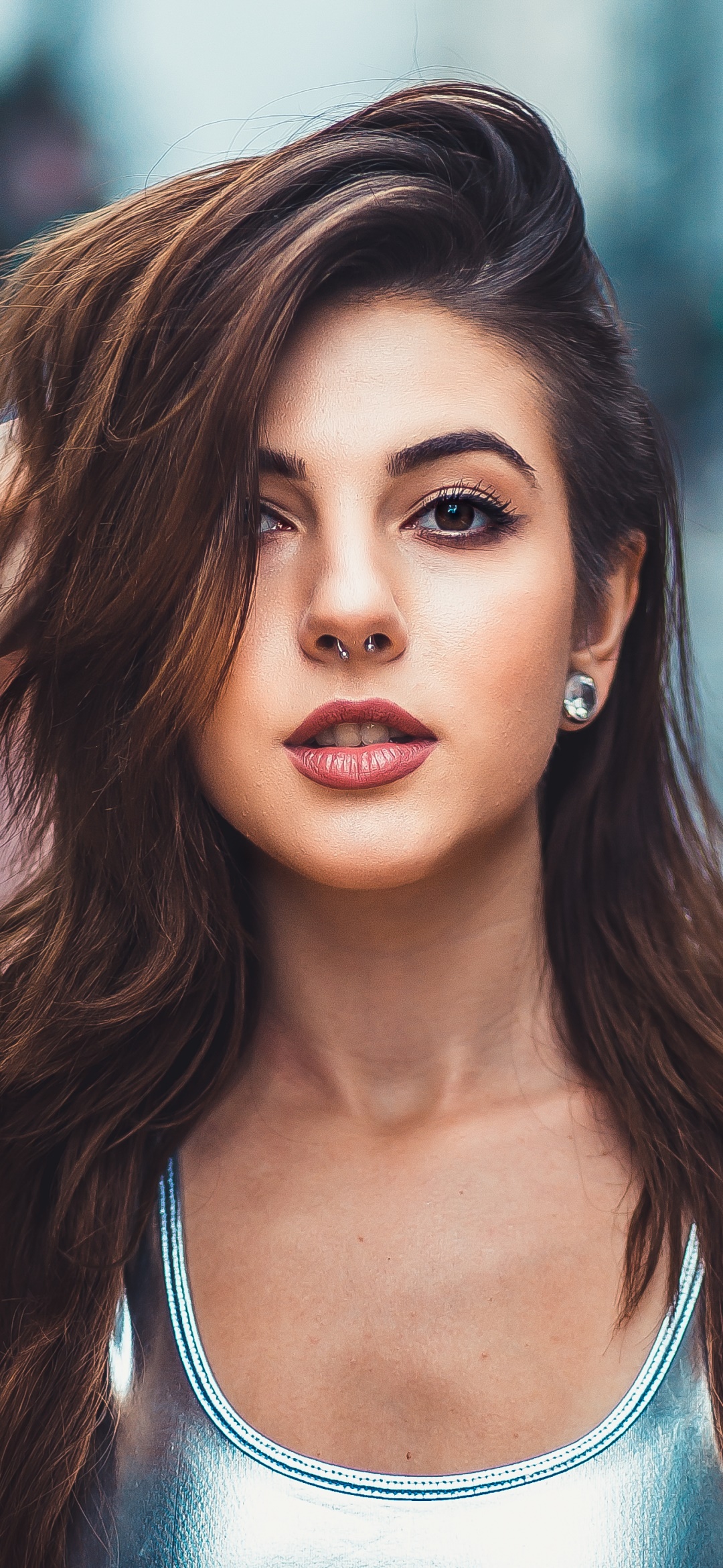 Women Model, Brunette, Face, Brown Eyes, 1080x2340, Phone HD Wallpaper
