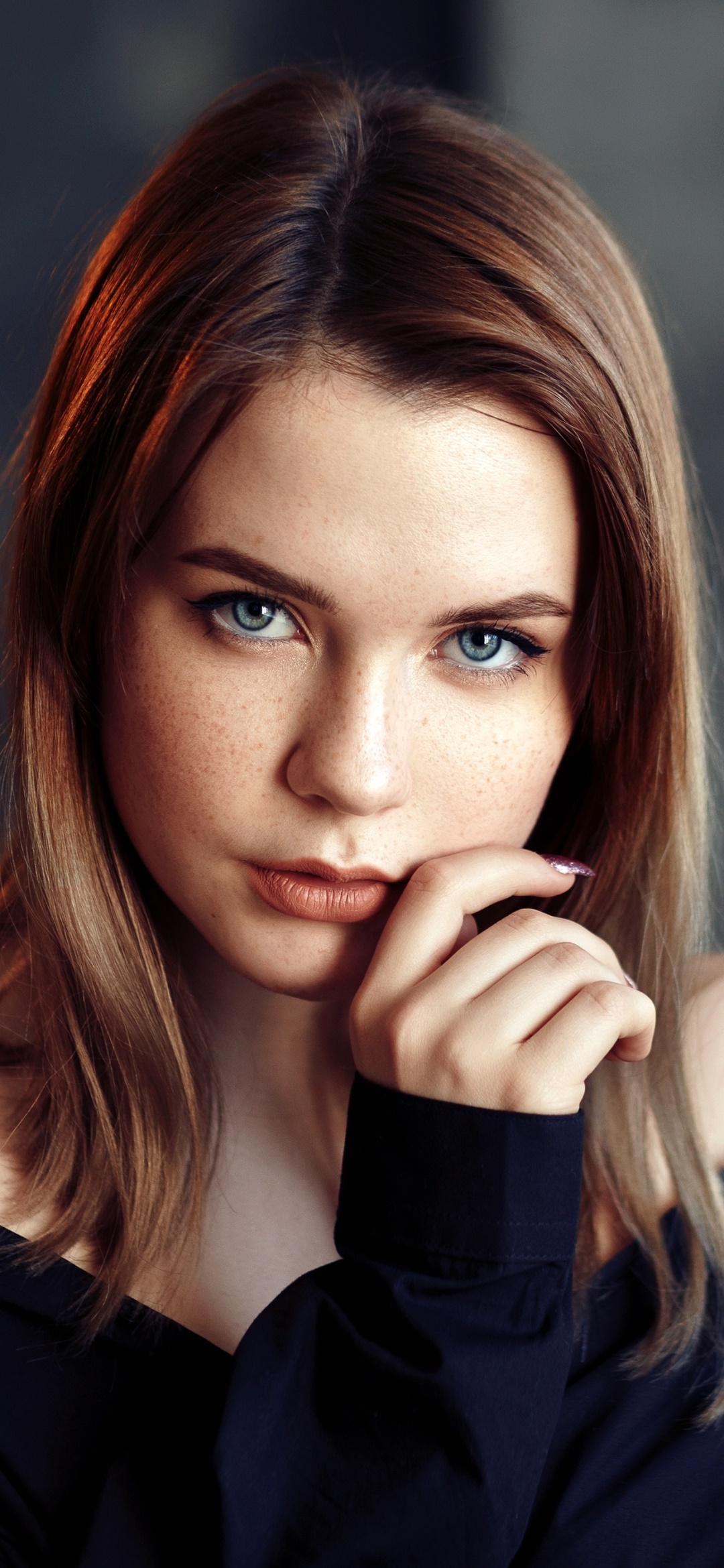 Women Model, Brunette, Face, Blue Eyes, 1080x2340, Phone HD Wallpaper