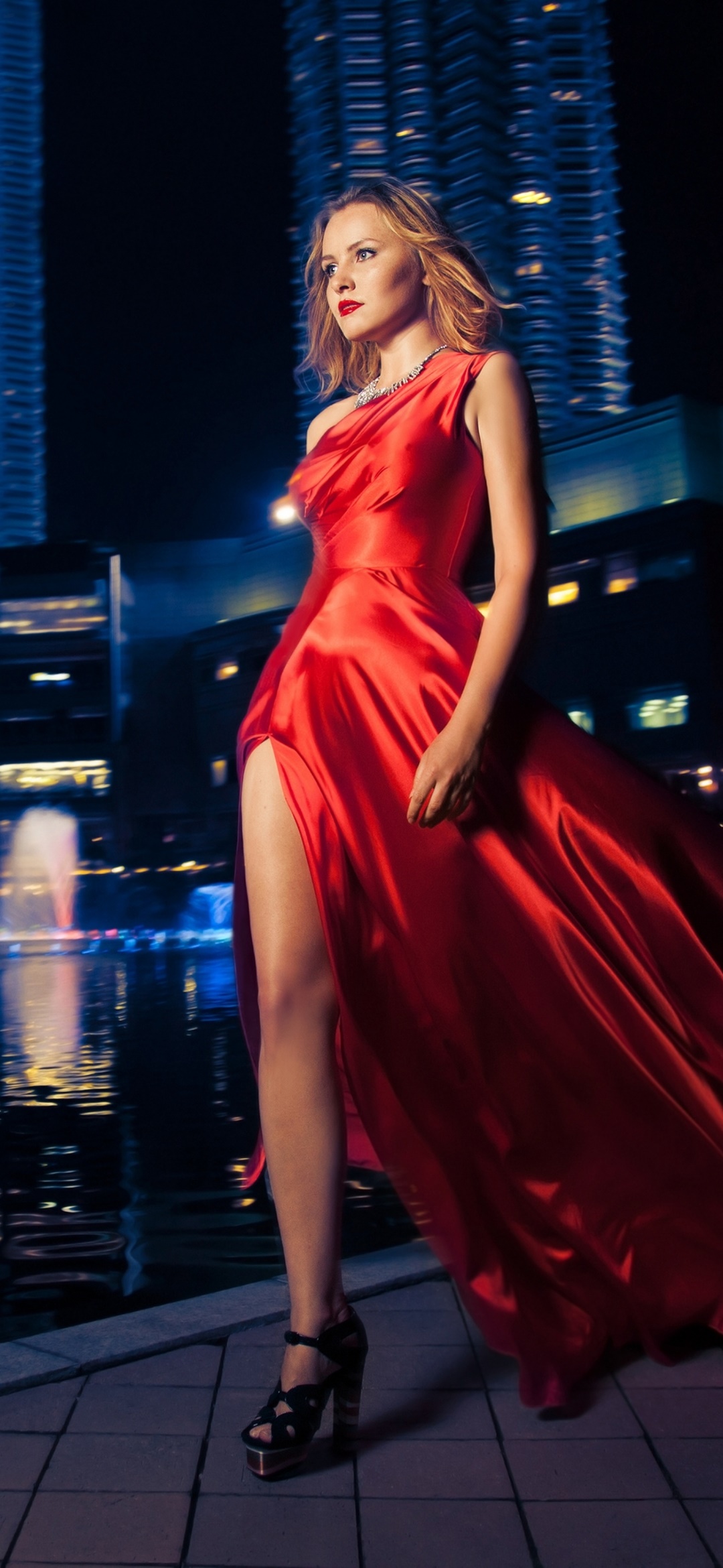 Women Model, Red Dress, 1080x2340, Phone HD Wallpaper