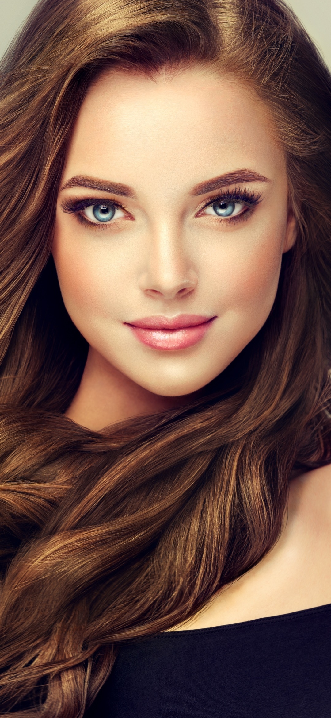 Women Model, Brunette, Blue Eyes, Face, Long Hair, 1080x2340, Phone HD Wallpaper