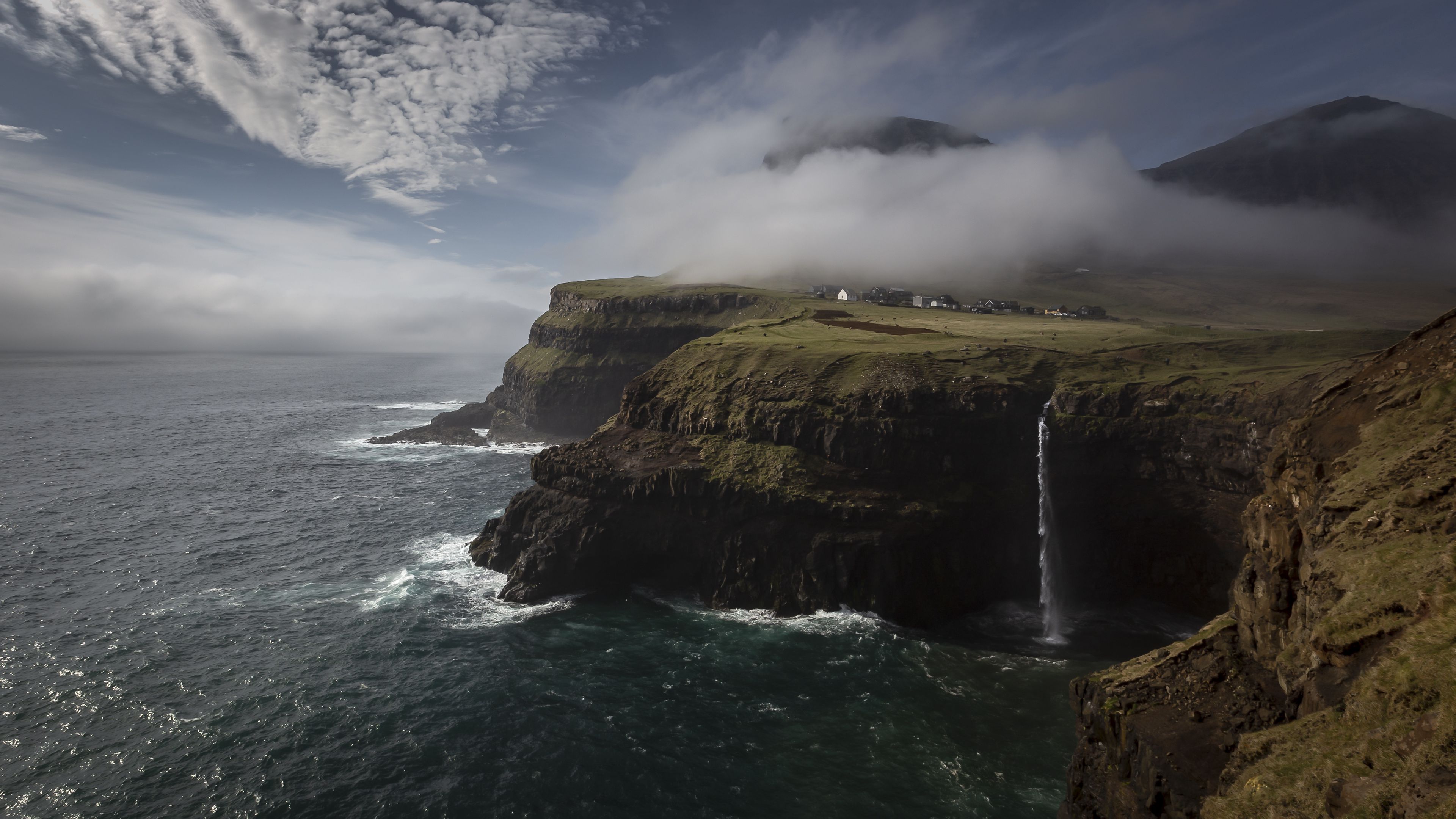 sea, cliff, coast, landscape, 4k, HD Wallpaper