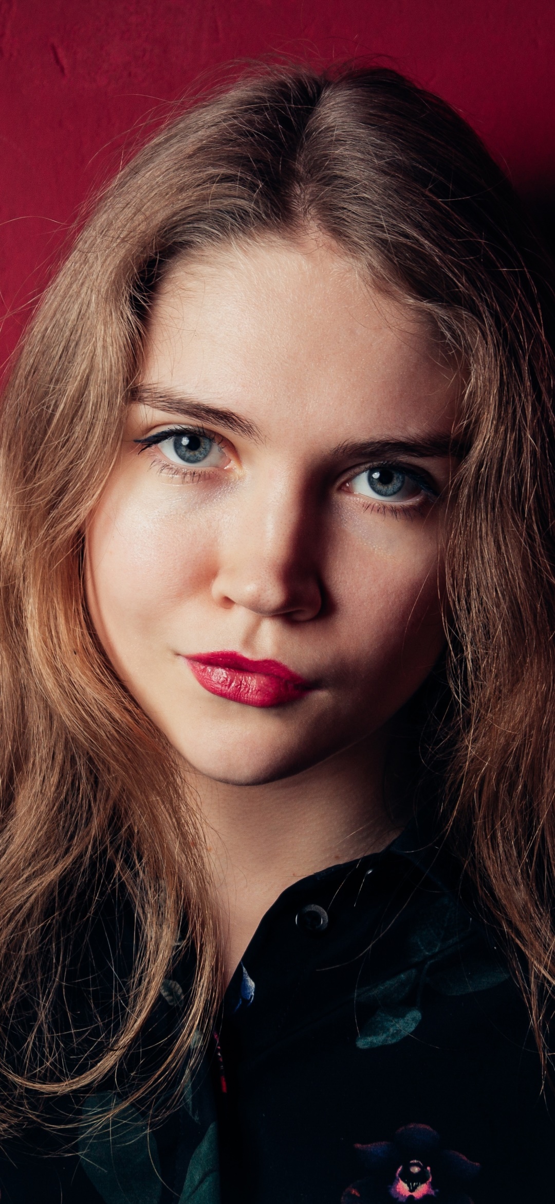 Women Model, Blue Eyes, Lipstick, Face, Redhead, 1080x2340, Phone HD Wallpaper