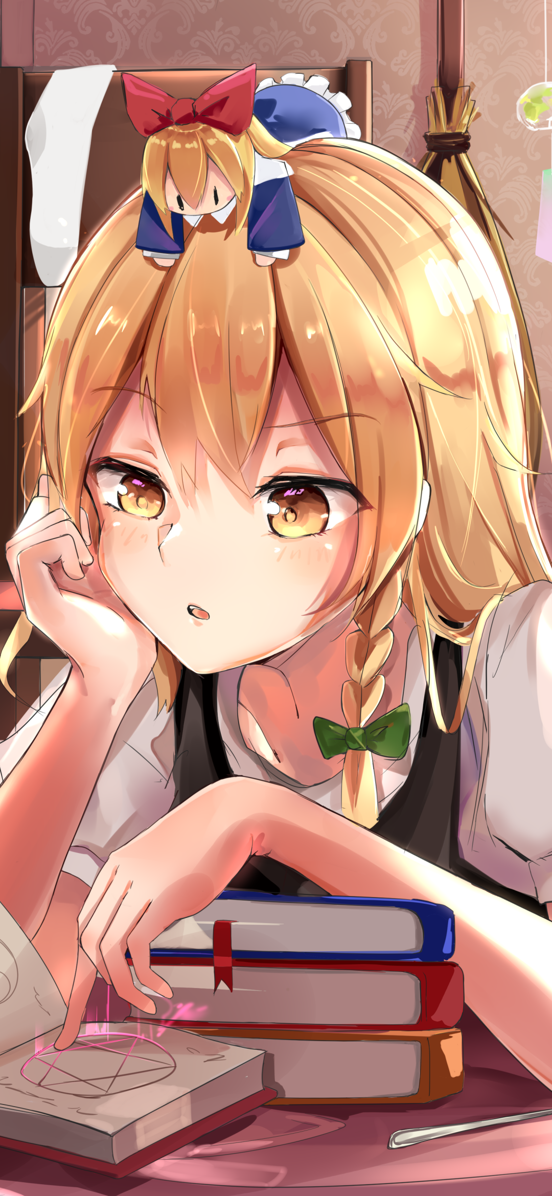 Anime Touhou, Marisa Kirisame, Shanghai Doll, 1080x2340, Phone HD Wallpaper