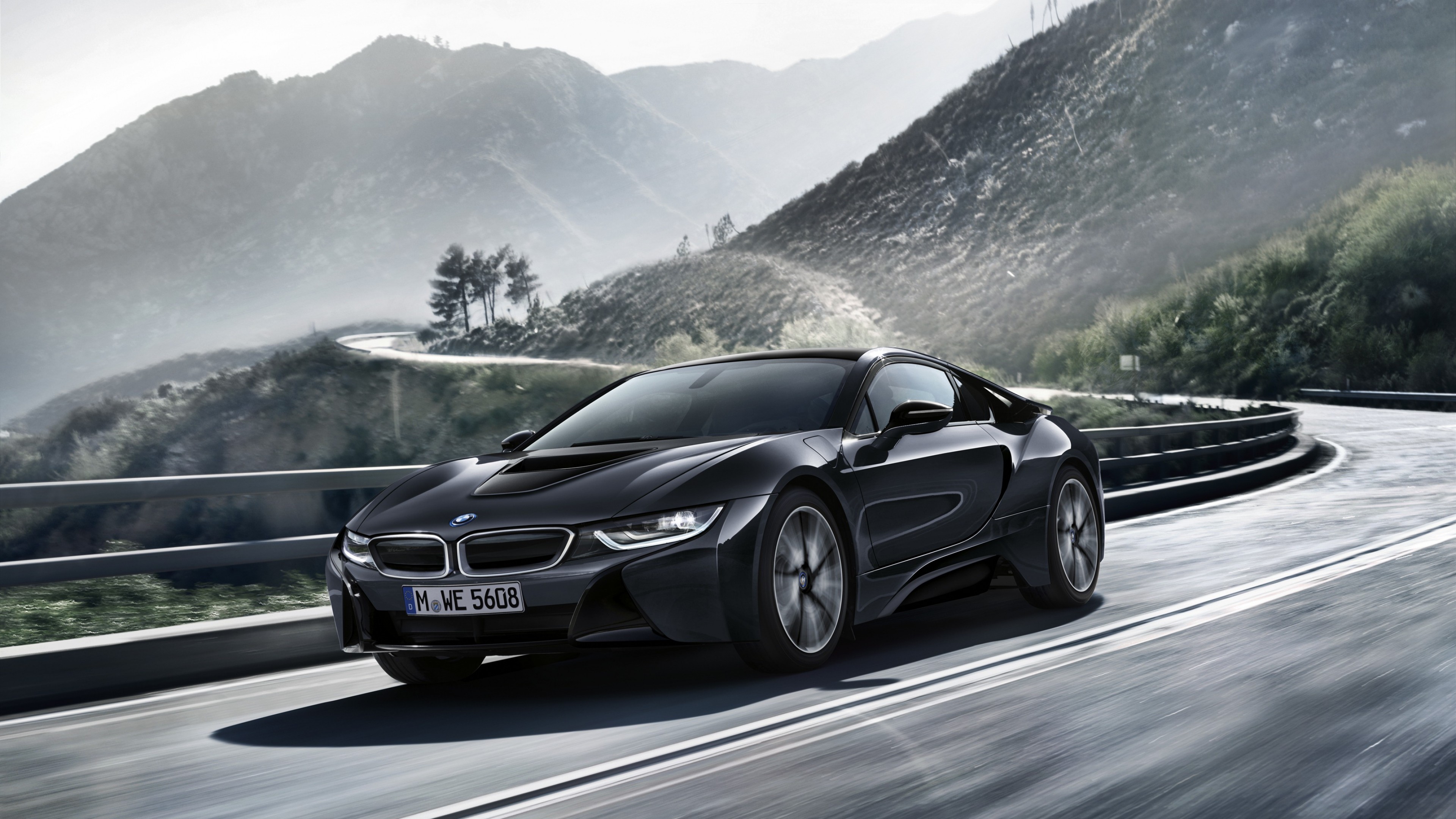 BMW i8 Protonic Dark Silver Edition, paris auto show 2016, black, HD Wallpaper