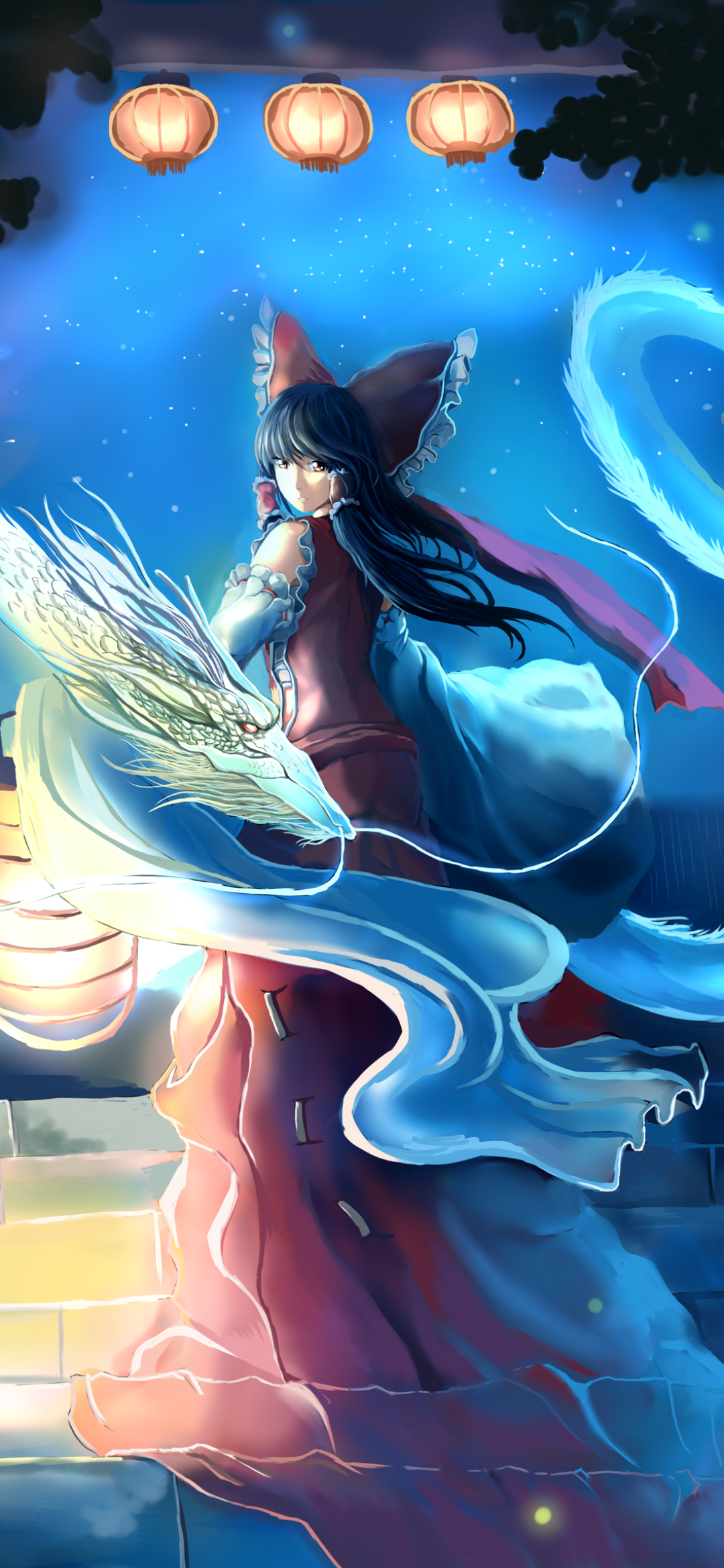 Anime Touhou, Shrine Maiden, Reimu Hakurei, 1080x2340, Phone HD Wallpaper