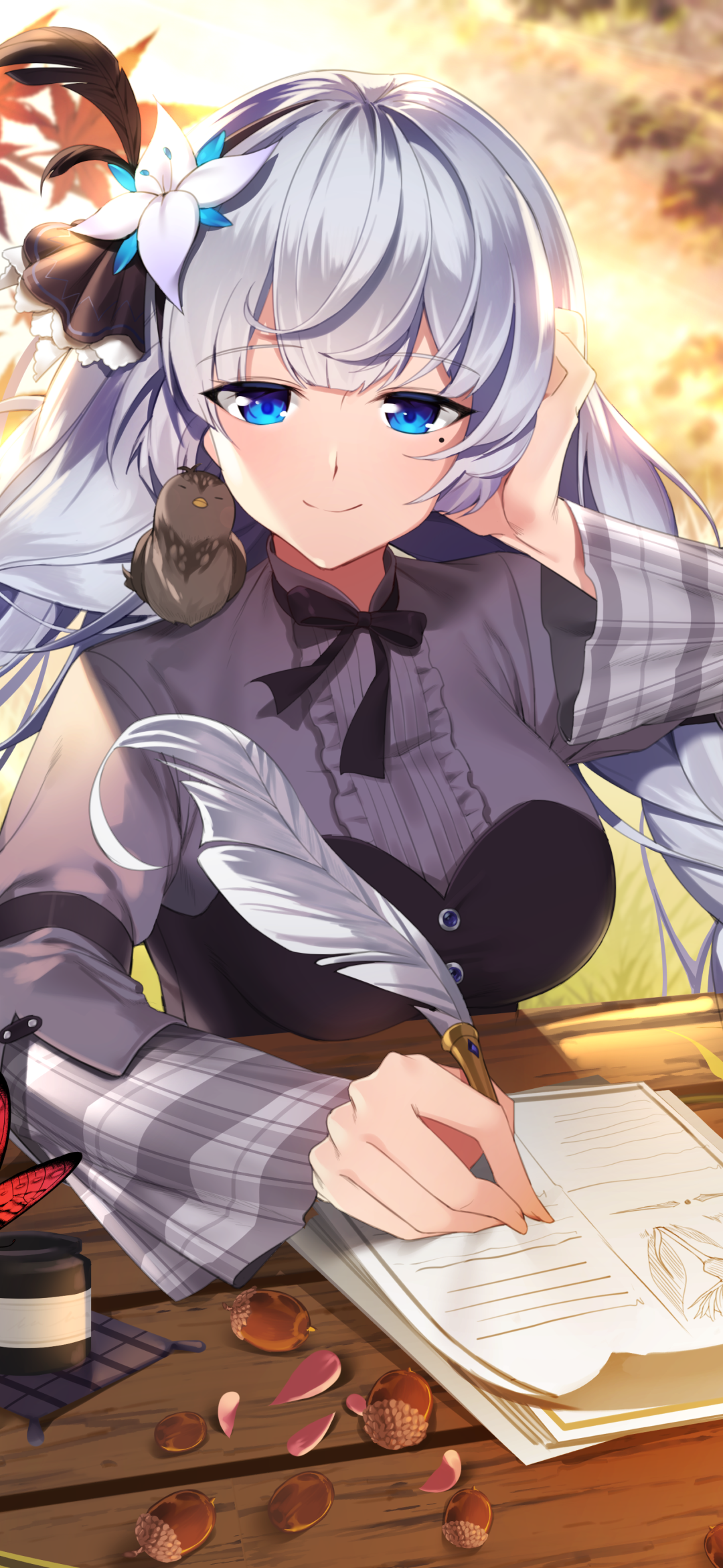 Anime Azur Lane, Long Hair, Blue Eyes, Butterfly, 1080x2340, Phone HD Wallpaper