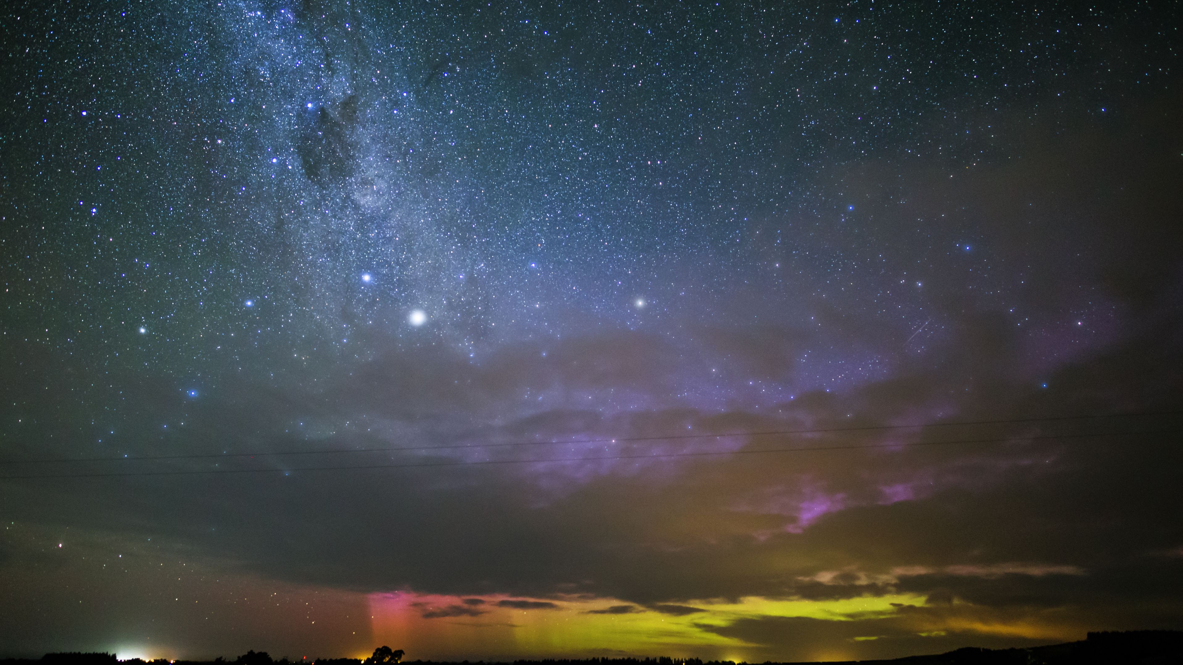 northern lights, space, starry sky, 4k, HD Wallpaper