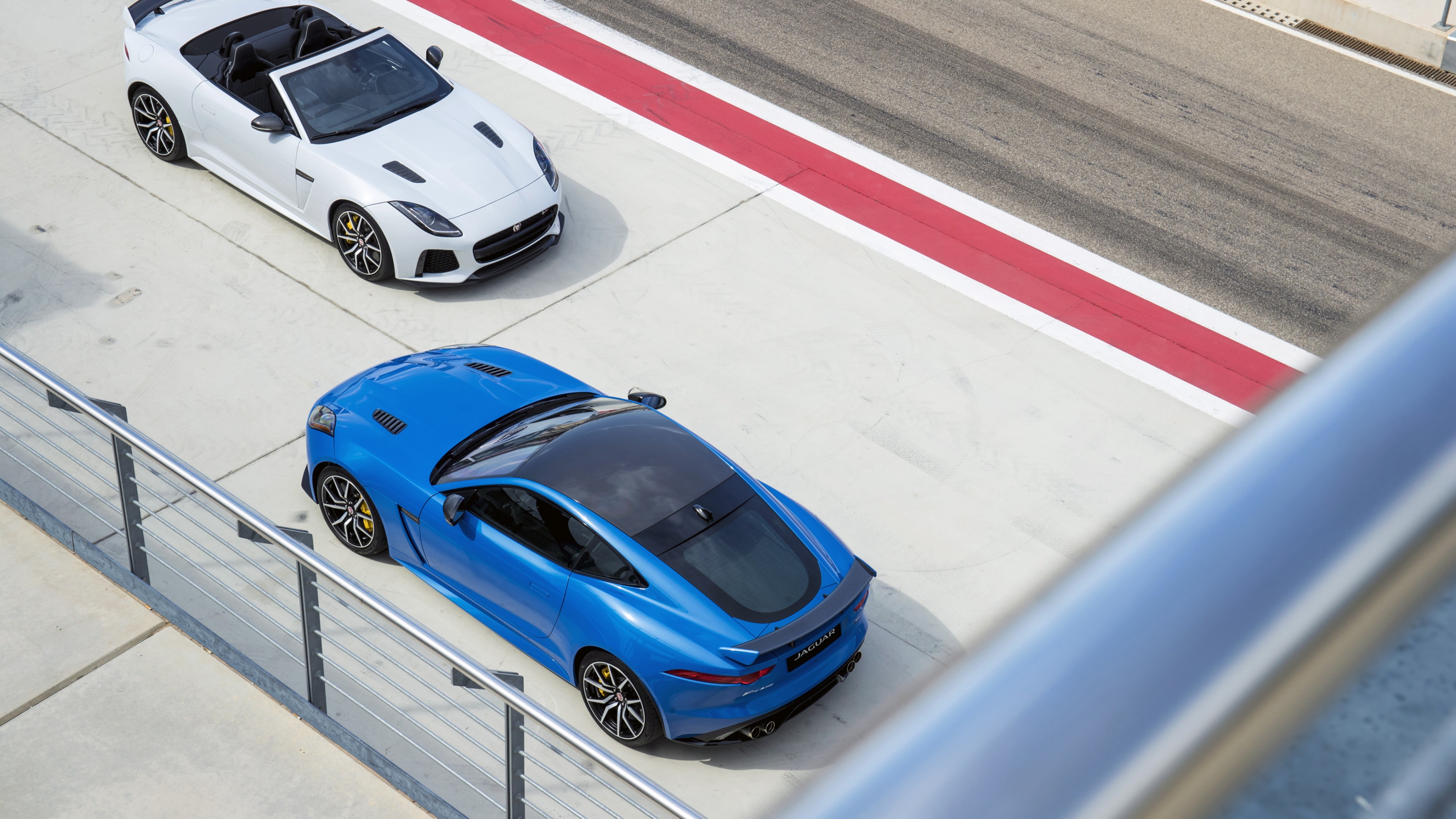 Jaguar F-Type SVR, sport cars, bluem white, HD Wallpaper
