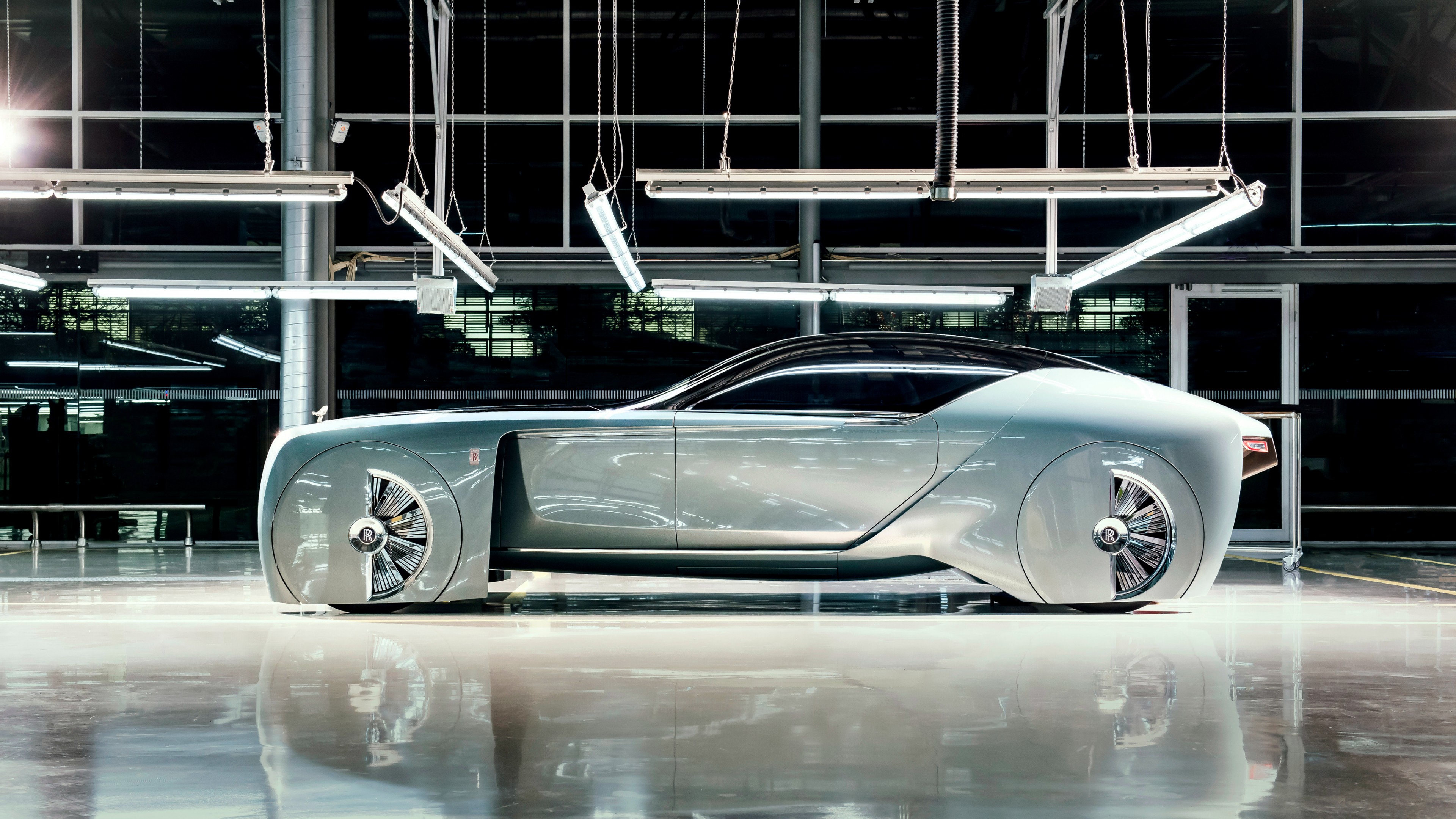 Rolls-Royce Vision Next 100, future cars, futurism, silver, HD Wallpaper