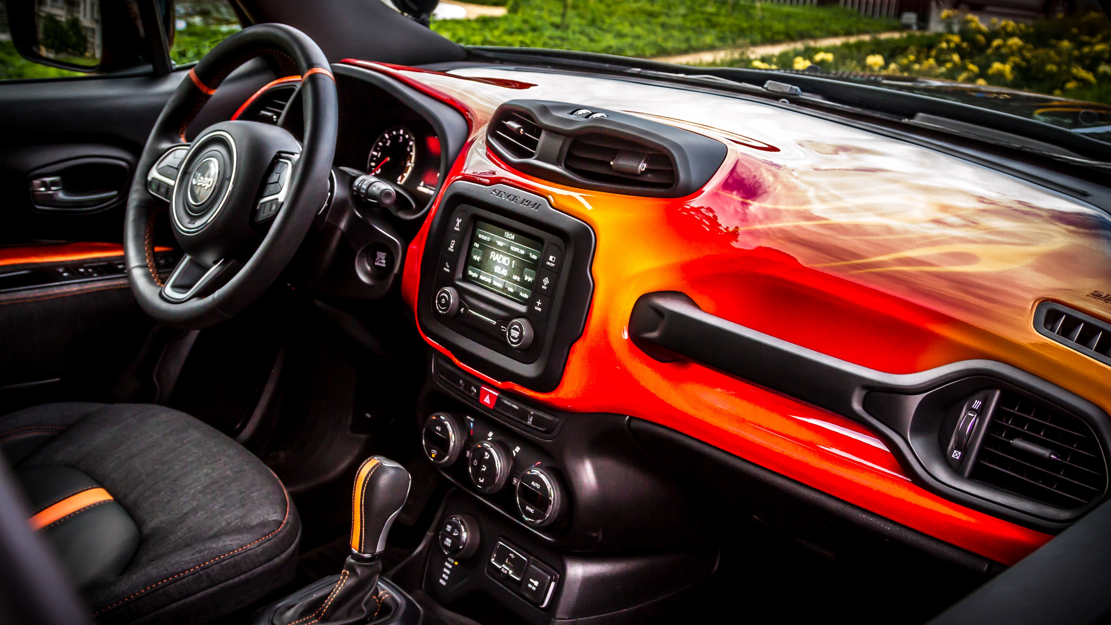 Jeep Renegade Hells Revenge, fire, jeep, red, HD Wallpaper