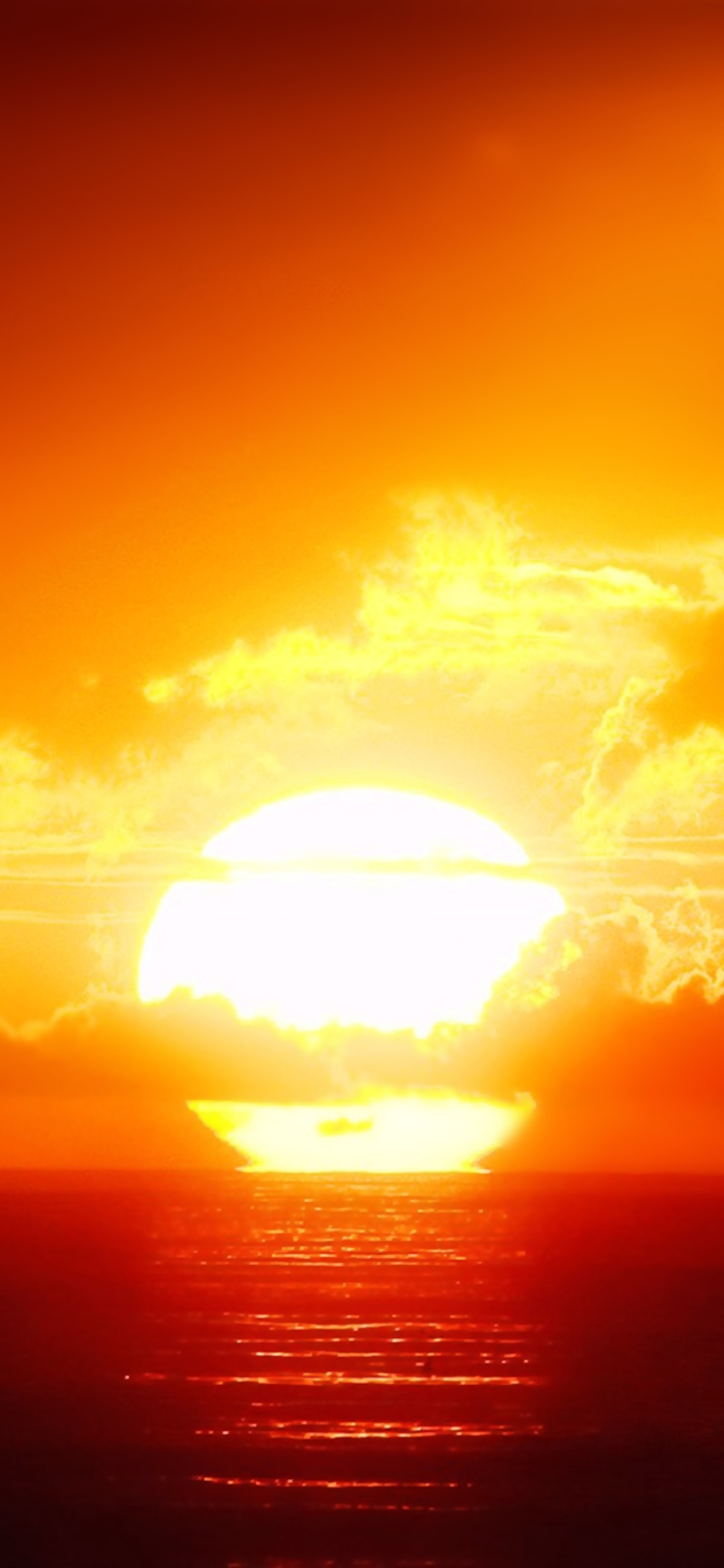 Earth Sunset, Orange (Color), Sky, Sea, Ocean, Nature, 1080x2340, Phone HD Wallpaper