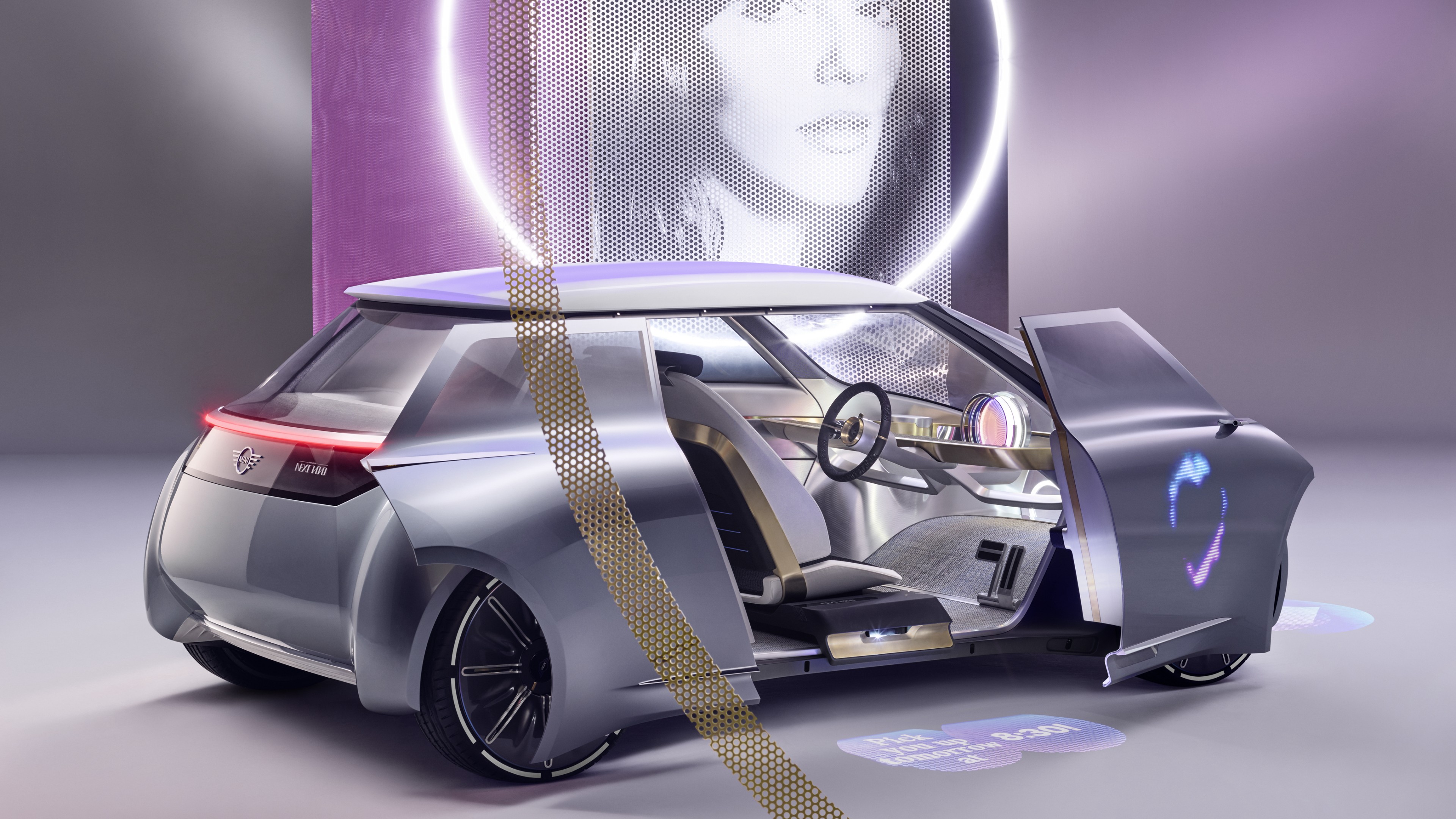 Mini Vision Next 100, future cars, futurism, silver, HD Wallpaper
