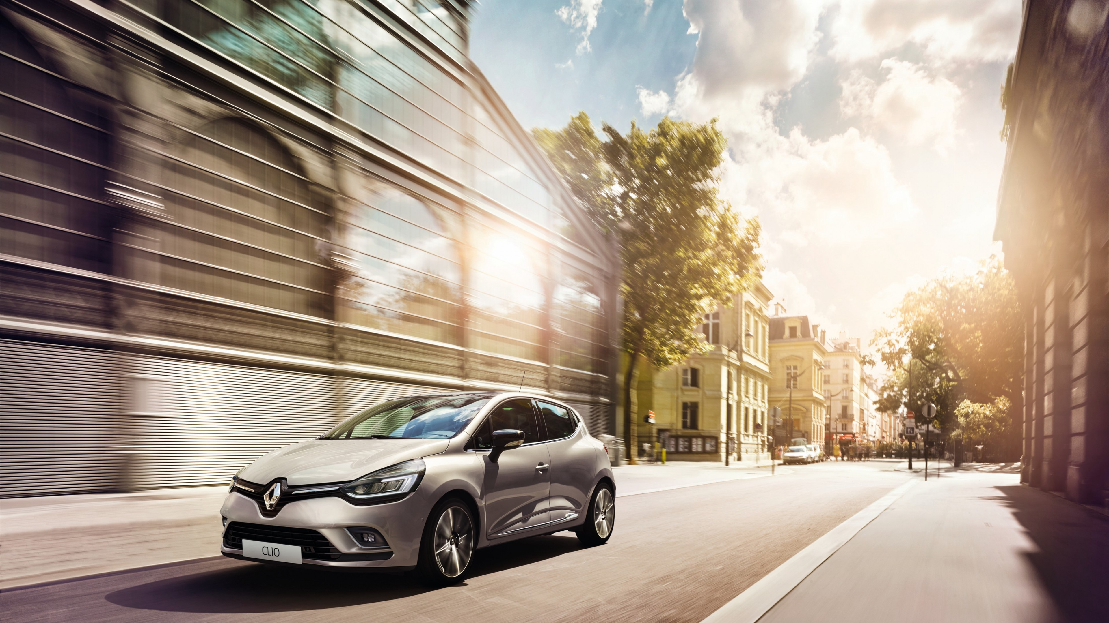 Renault Clio, hatchback, silver, HD Wallpaper