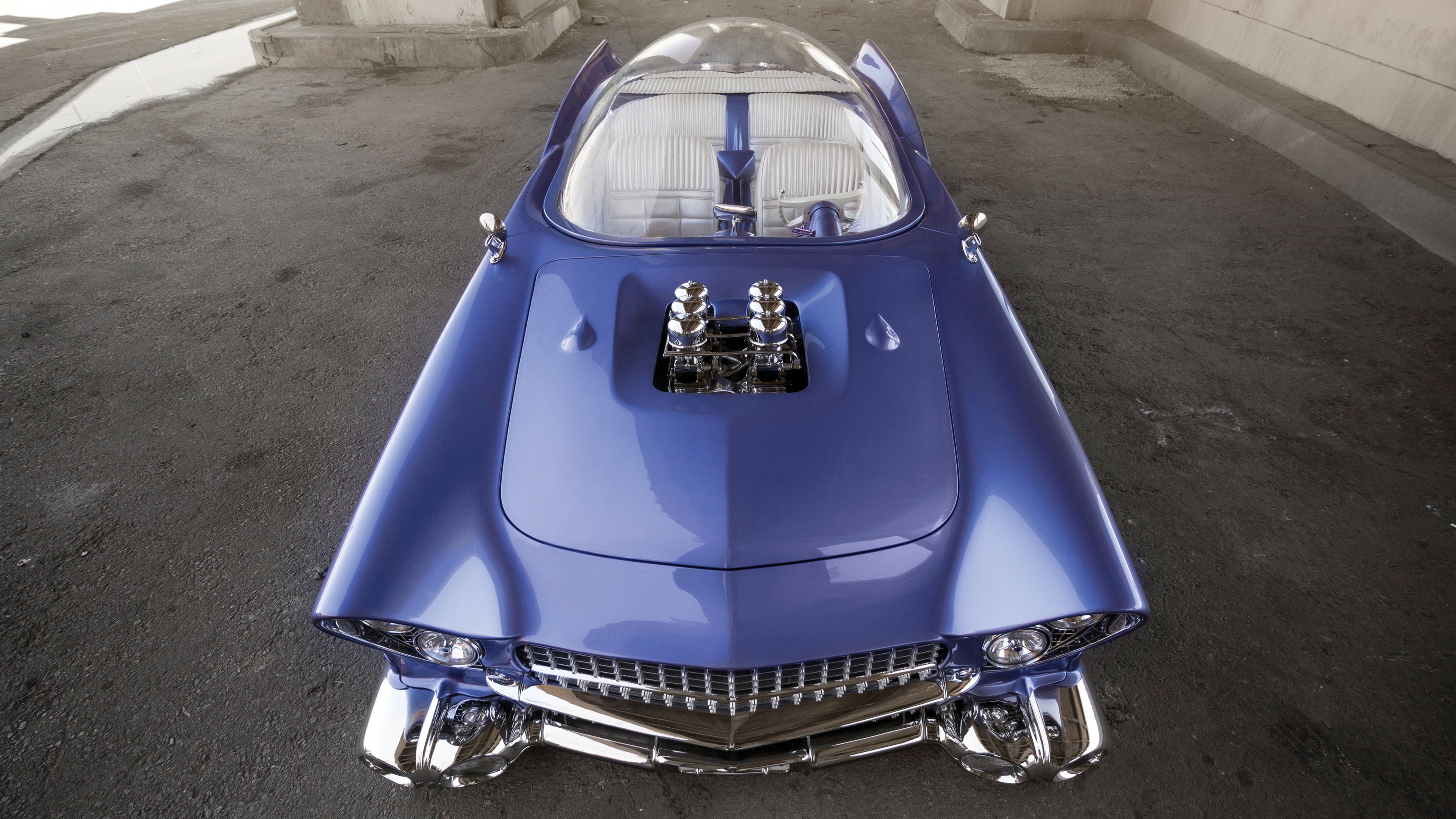 Ford Beatnik Bubbletop Custom, 1955, retrofuture, future, blue, HD Wallpaper