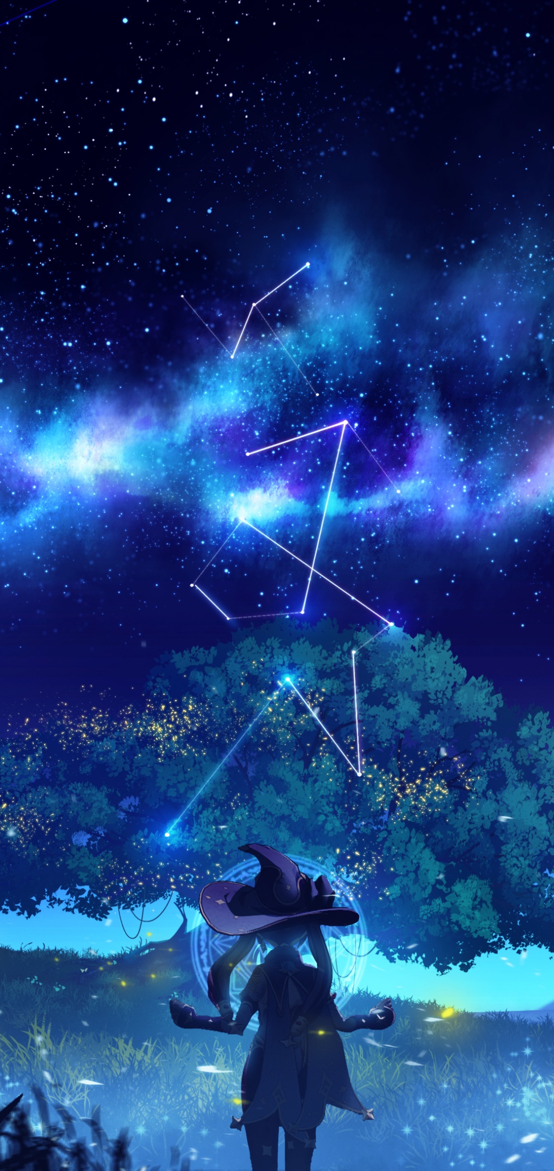 Video Game Genshin Impact, Starry Sky, Mona (Genshin Impact), 1080x2280, Phone HD Wallpaper