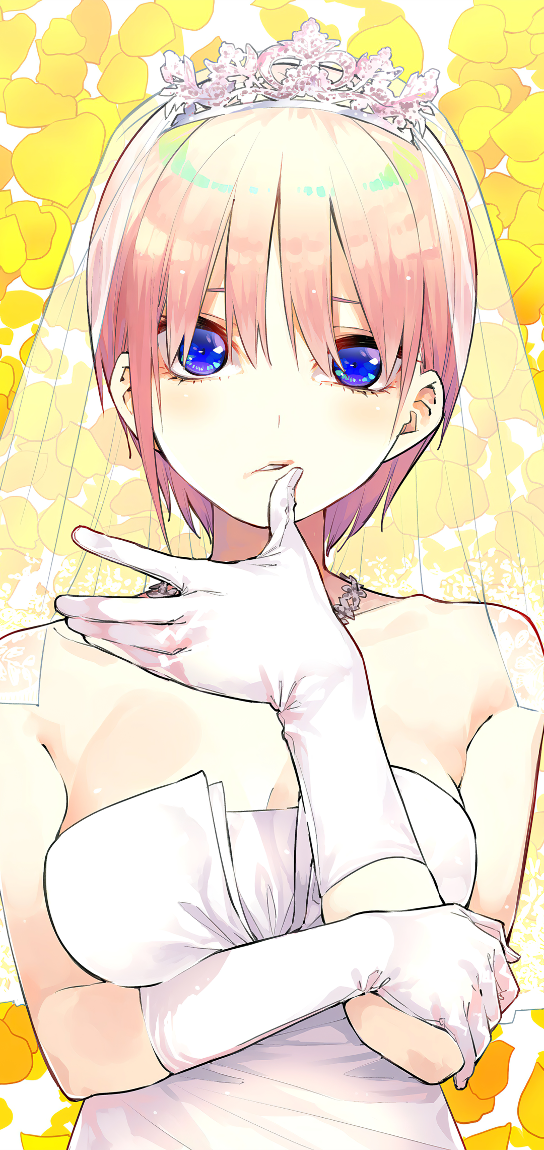 Anime The Quintessential Quintuplets, Blue Eyes, Pink Hair, Bride, 5-Toubun No Hanayome, Ichika Nakano, 1080x2280, Phone HD Wallpaper