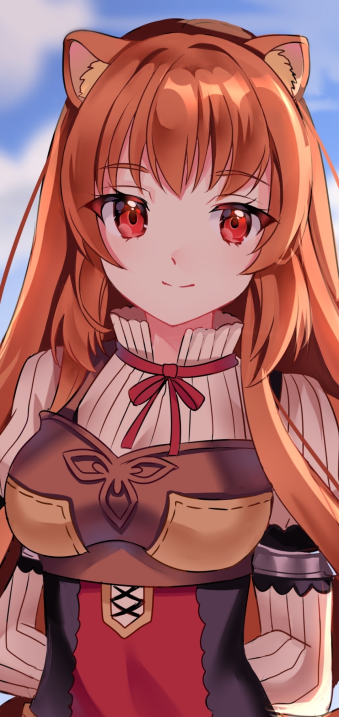Anime The Rising of the Shield Hero, Red Eyes, Raphtalia (The Rising Of The Shield Hero), Brown Hair, 1080x2280, Phone HD Wallpaper