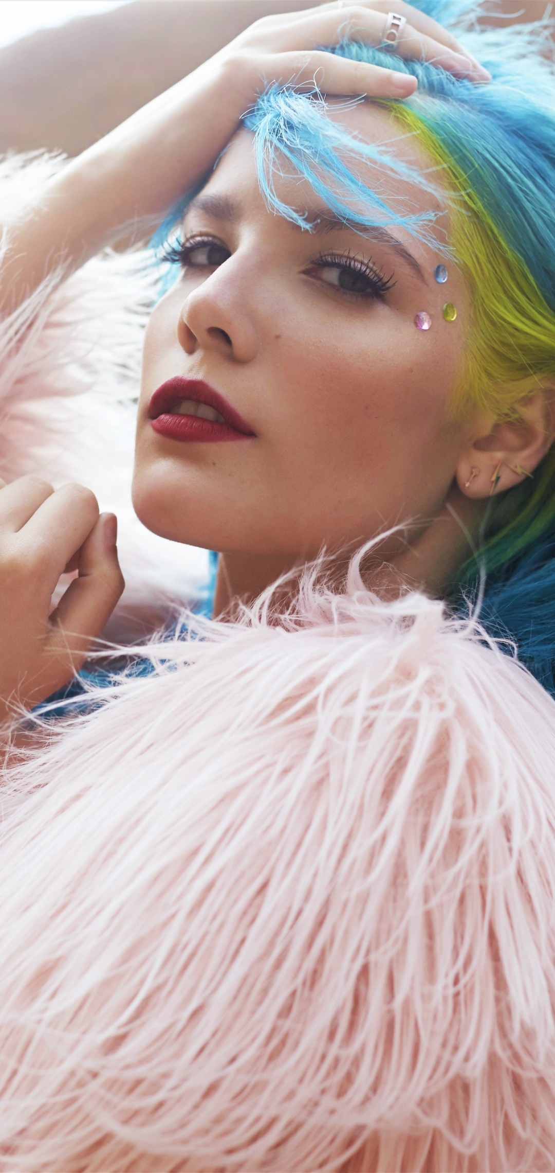 Music Halsey, Lipstick, Singer, Blue Hair, Halsey (Singer), 1080x2280, Phone HD Wallpaper