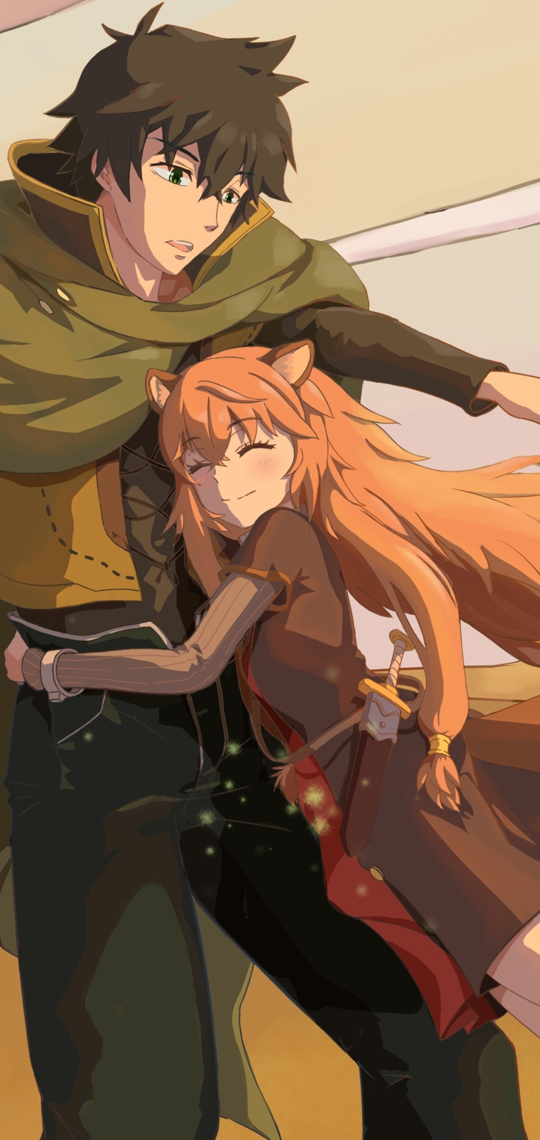 Anime The Rising of the Shield Hero, Naofumi Iwatani, Brown Hair, Raphtalia (The Rising Of The Shield Hero), 1080x2280, Phone HD Wallpaper