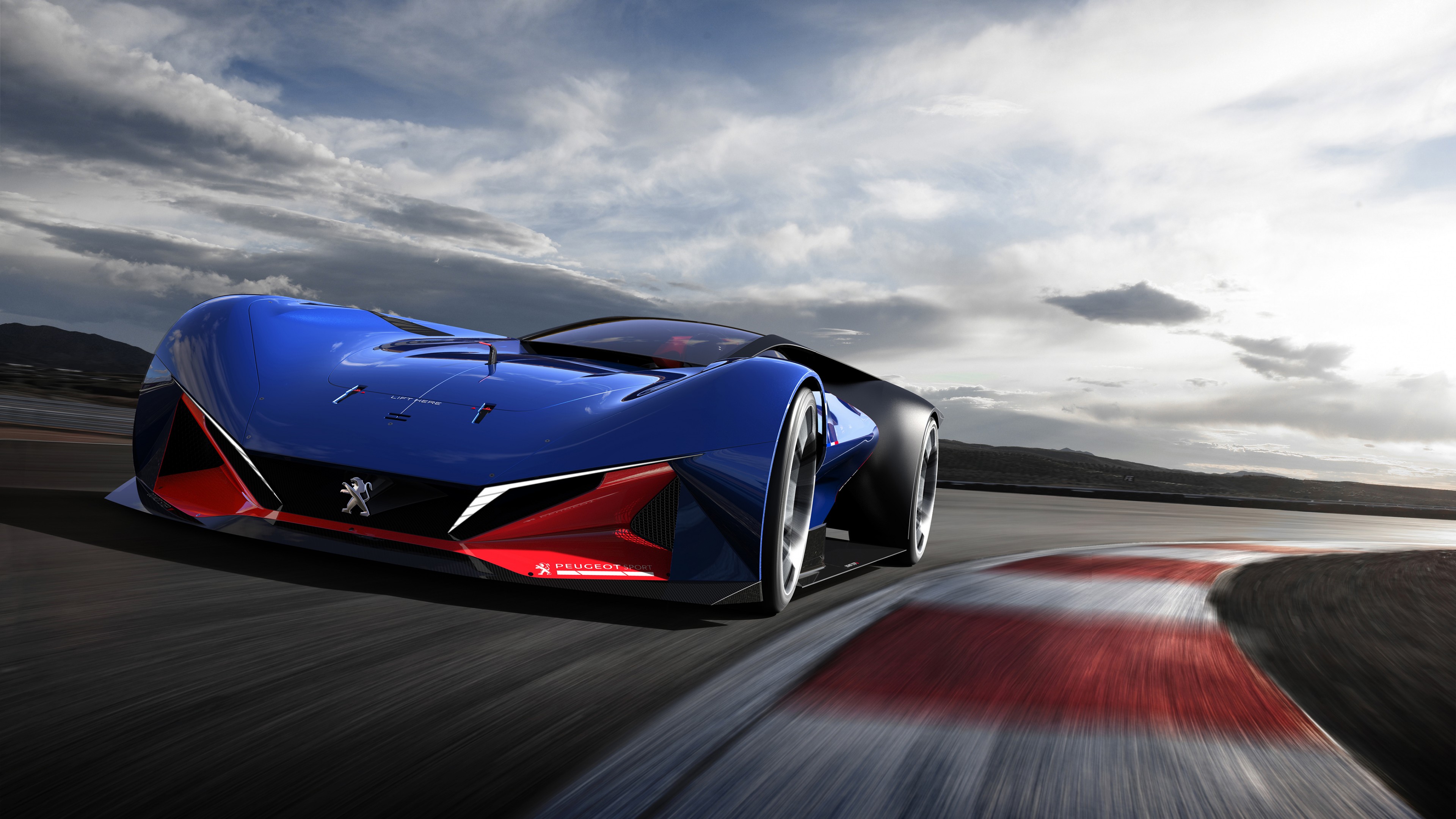 Peugeot L500 R HYbrid, supercar, blue, HD Wallpaper