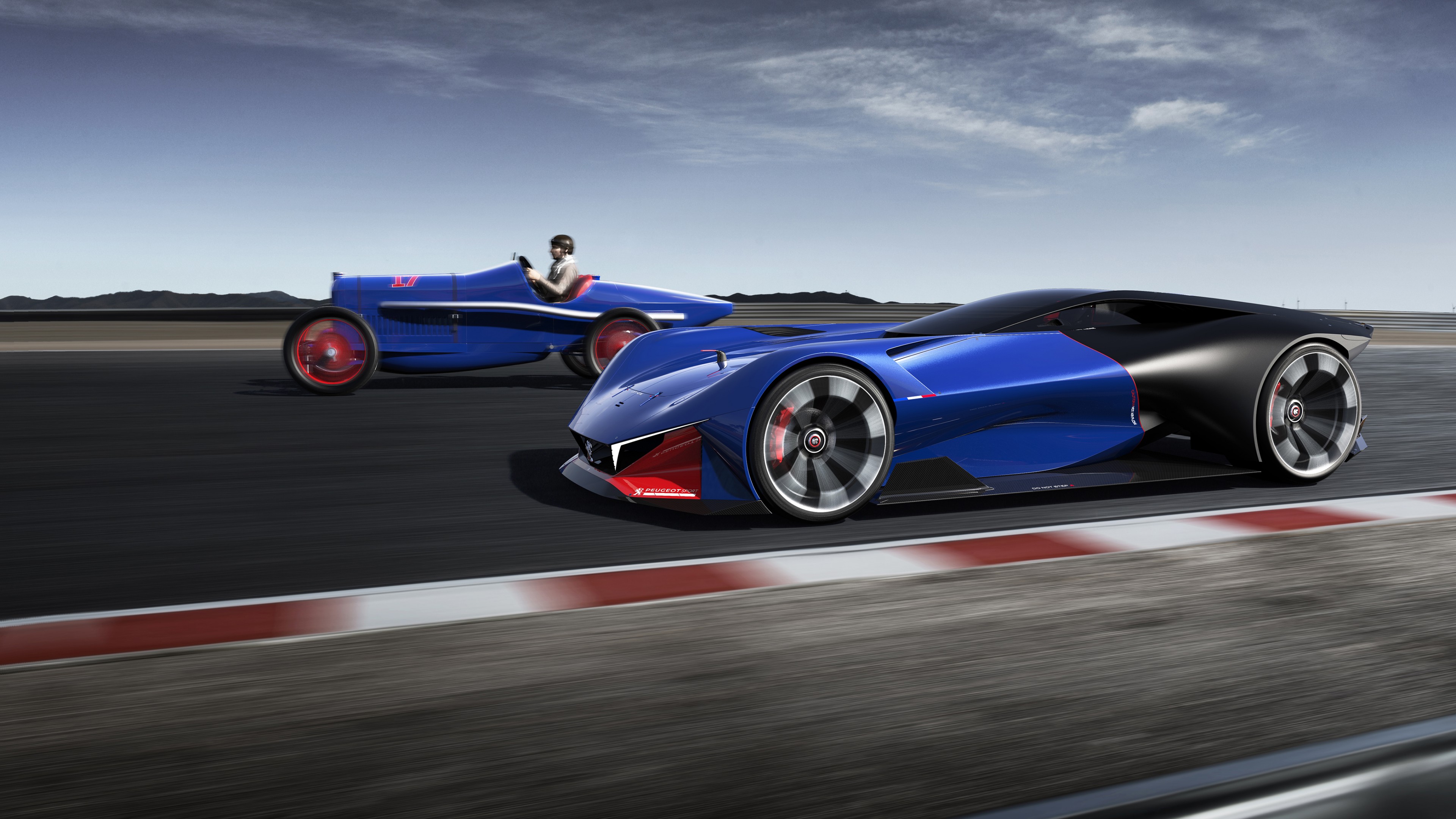 Peugeot L500 R HYbrid, supercar, blue, HD Wallpaper