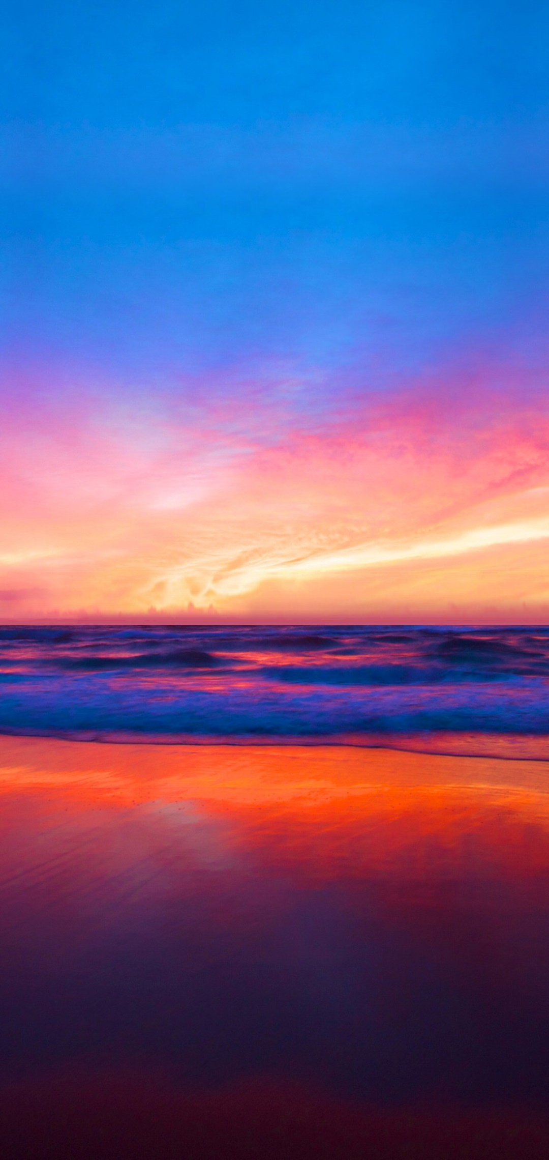 Earth Sunset, Colorful, Horizon, Beach, 1080x2280, Phone HD Wallpaper