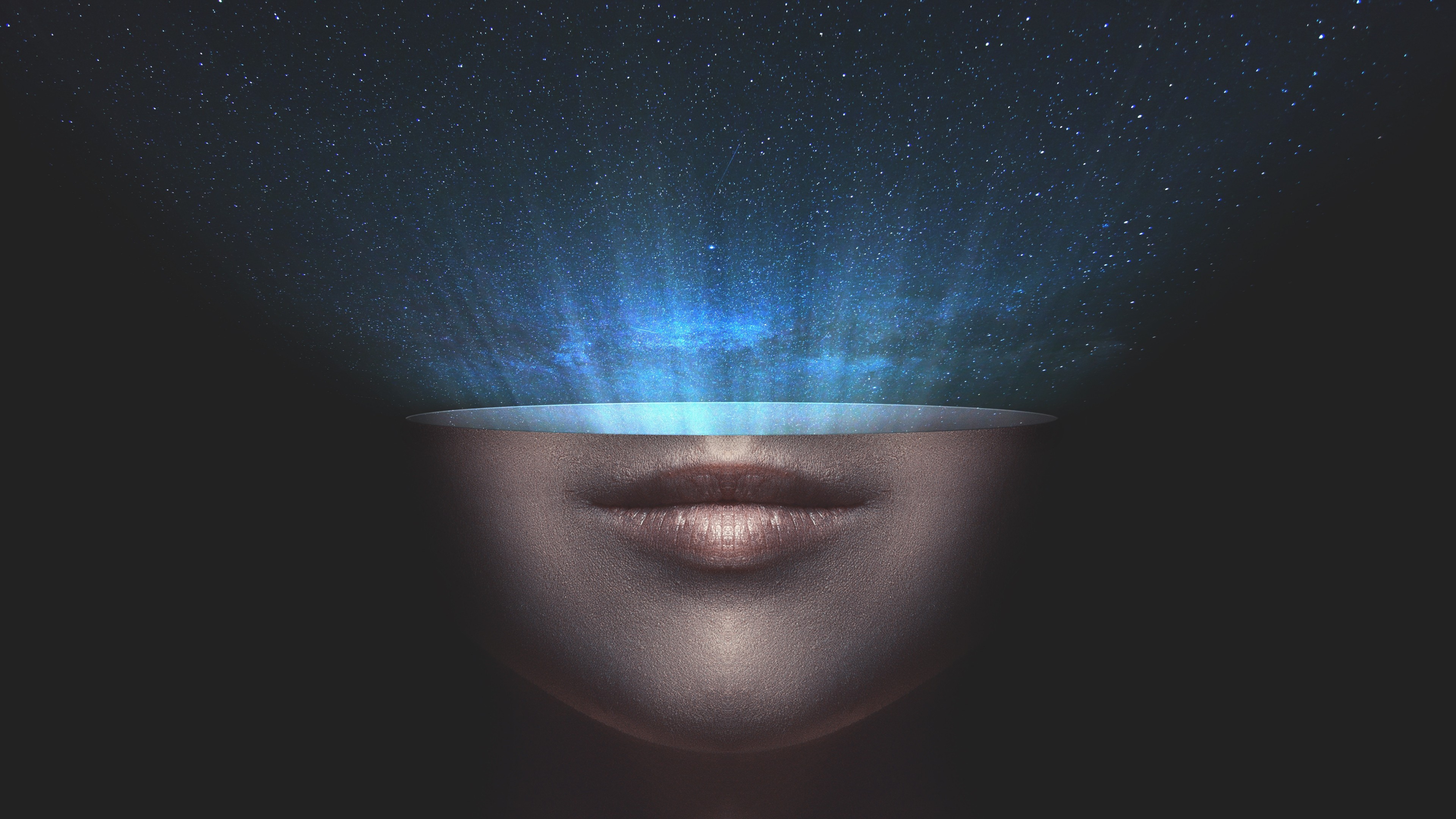 universe, stars, space, face, lips, HD Wallpaper