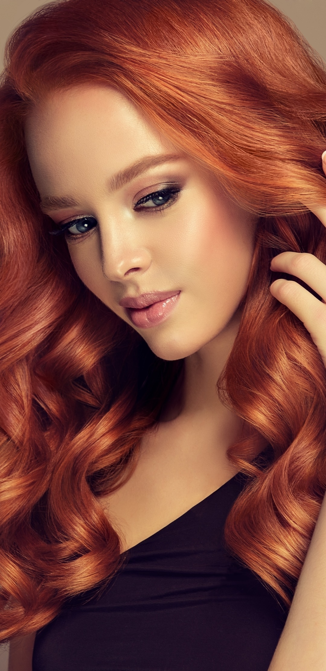 Women Model, Blue Eyes, Redhead, 1080x2220, Phone HD Wallpaper