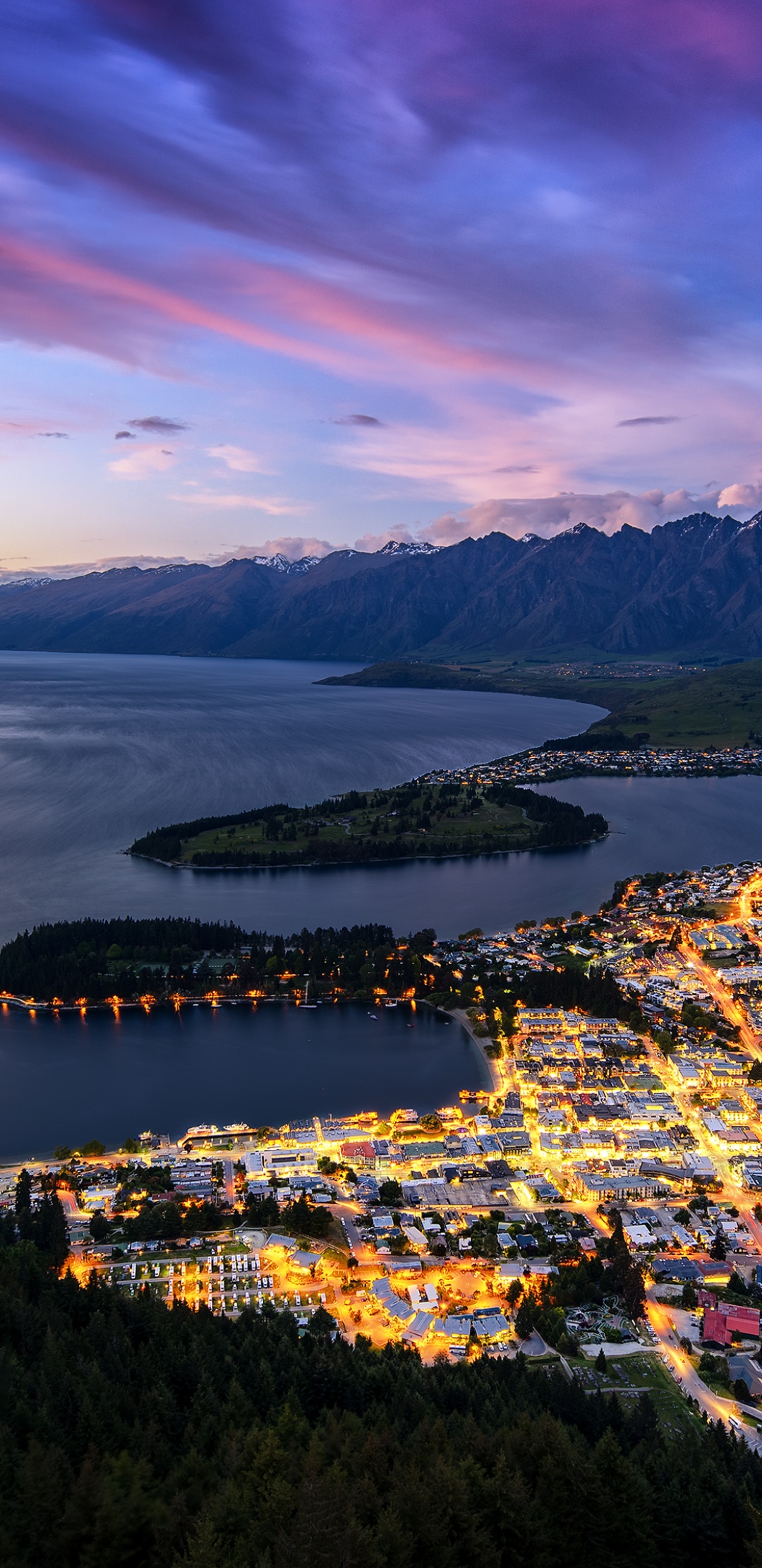 Man Made Queenstown (New Zealand), Light, Lake, New Zealand, Mountain, 1080x2220, Phone HD Wallpaper