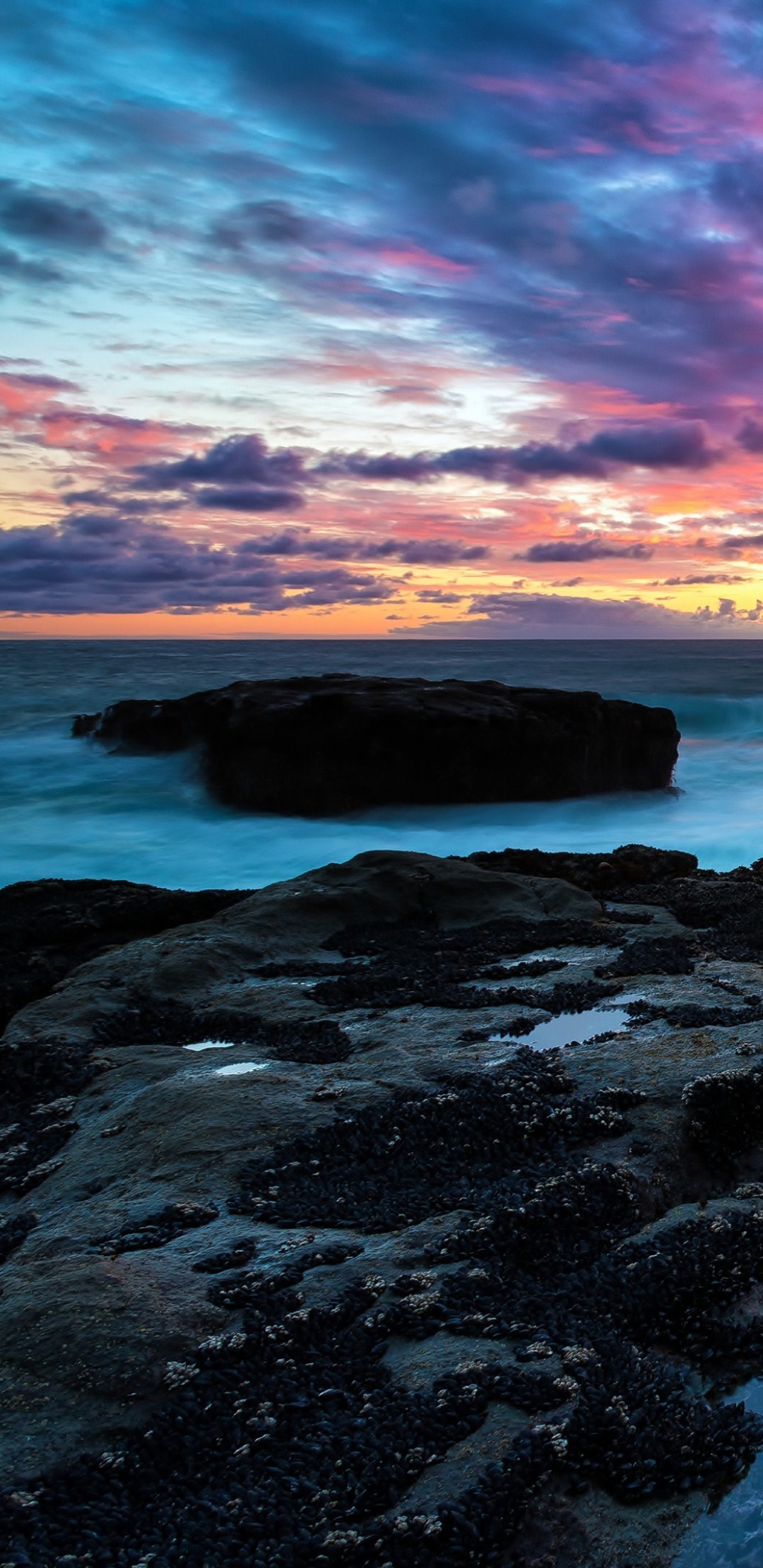 Earth Sunset, Sea, Sky, Ocean, 1080x2220, Phone HD Wallpaper