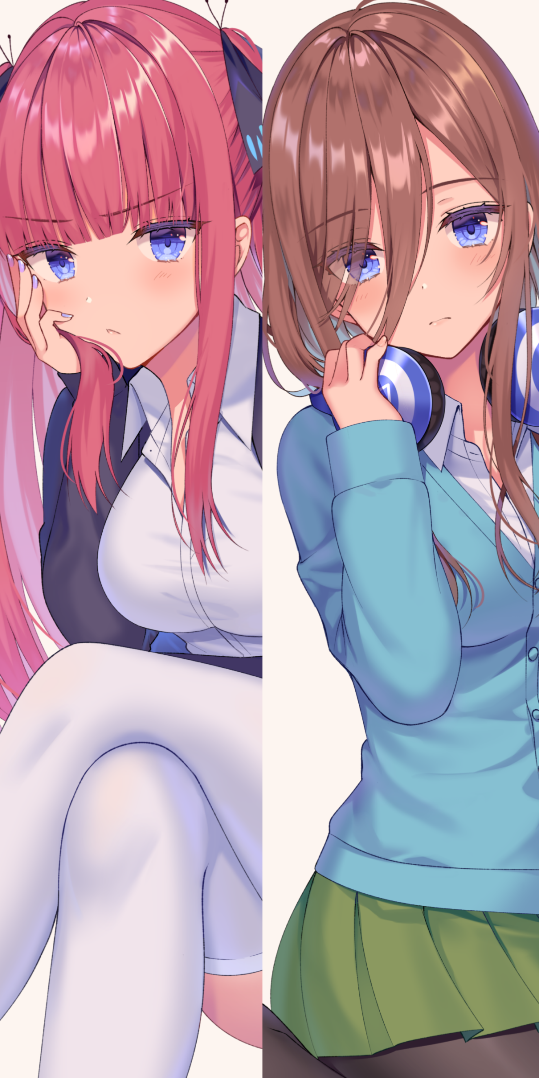 Anime The Quintessential Quintuplets, Miku Nakano, Nino Nakano, 1080x2160, Phone HD Wallpaper