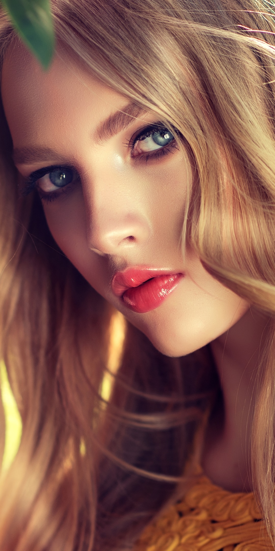 Women Model, Face, Blonde, Blue Eyes, Lipstick, 1080x2160, Phone HD Wallpaper