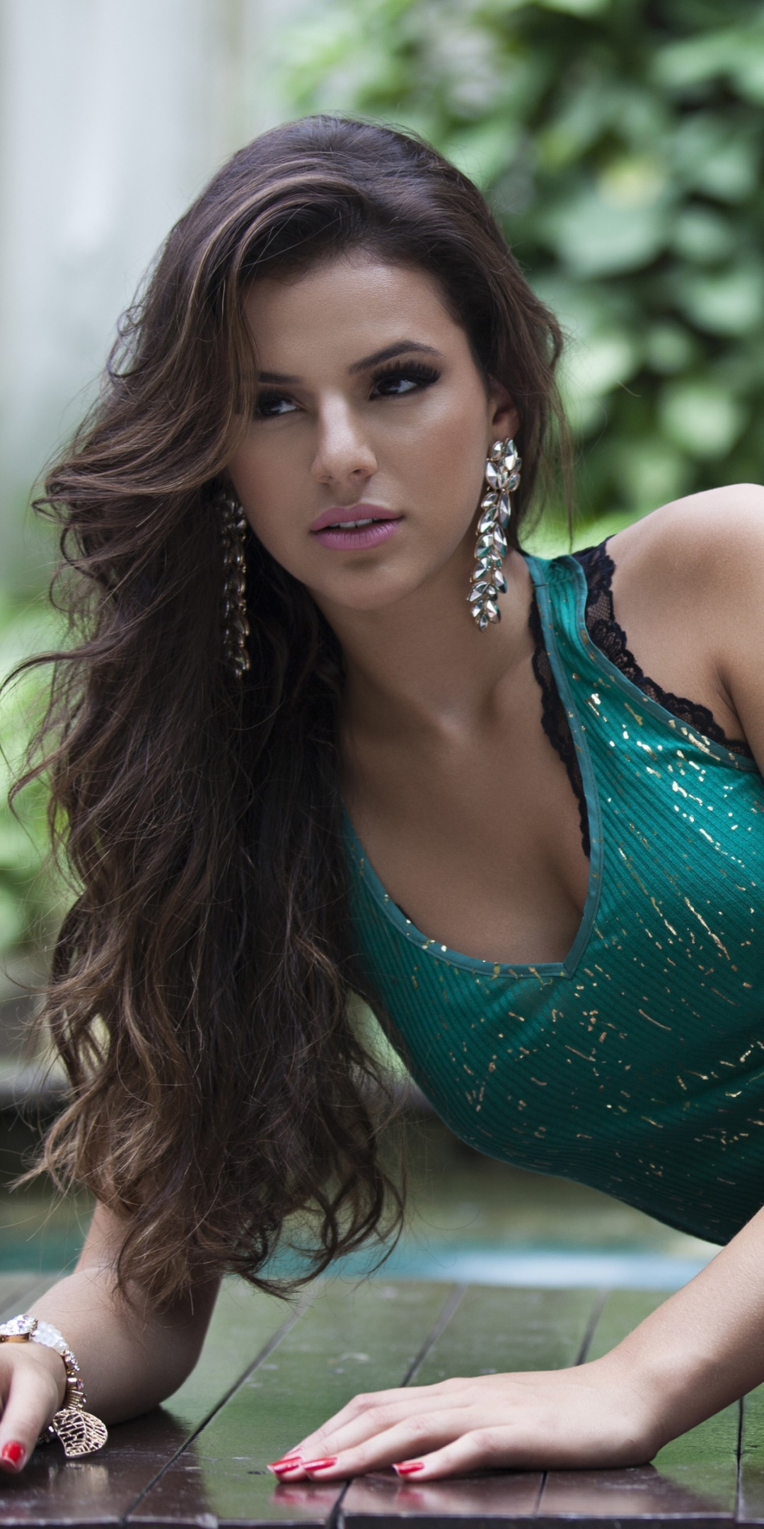 Women Model, Brunette, Long Hair, Earrings, 1080x2160, Phone HD Wallpaper