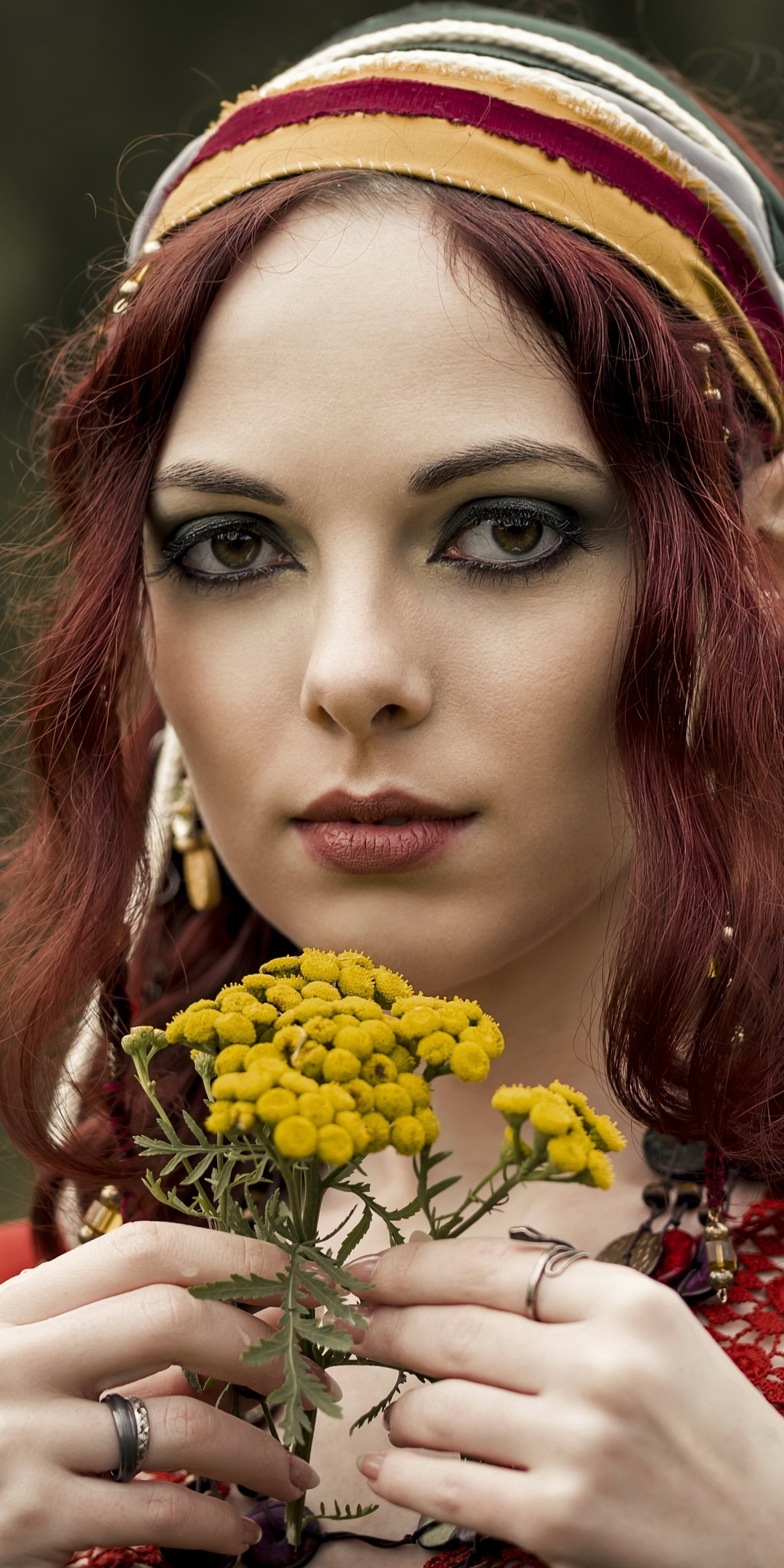 Women Model, Flower, Makeup, Face, Portrait, 1080x2160, Phone HD Wallpaper