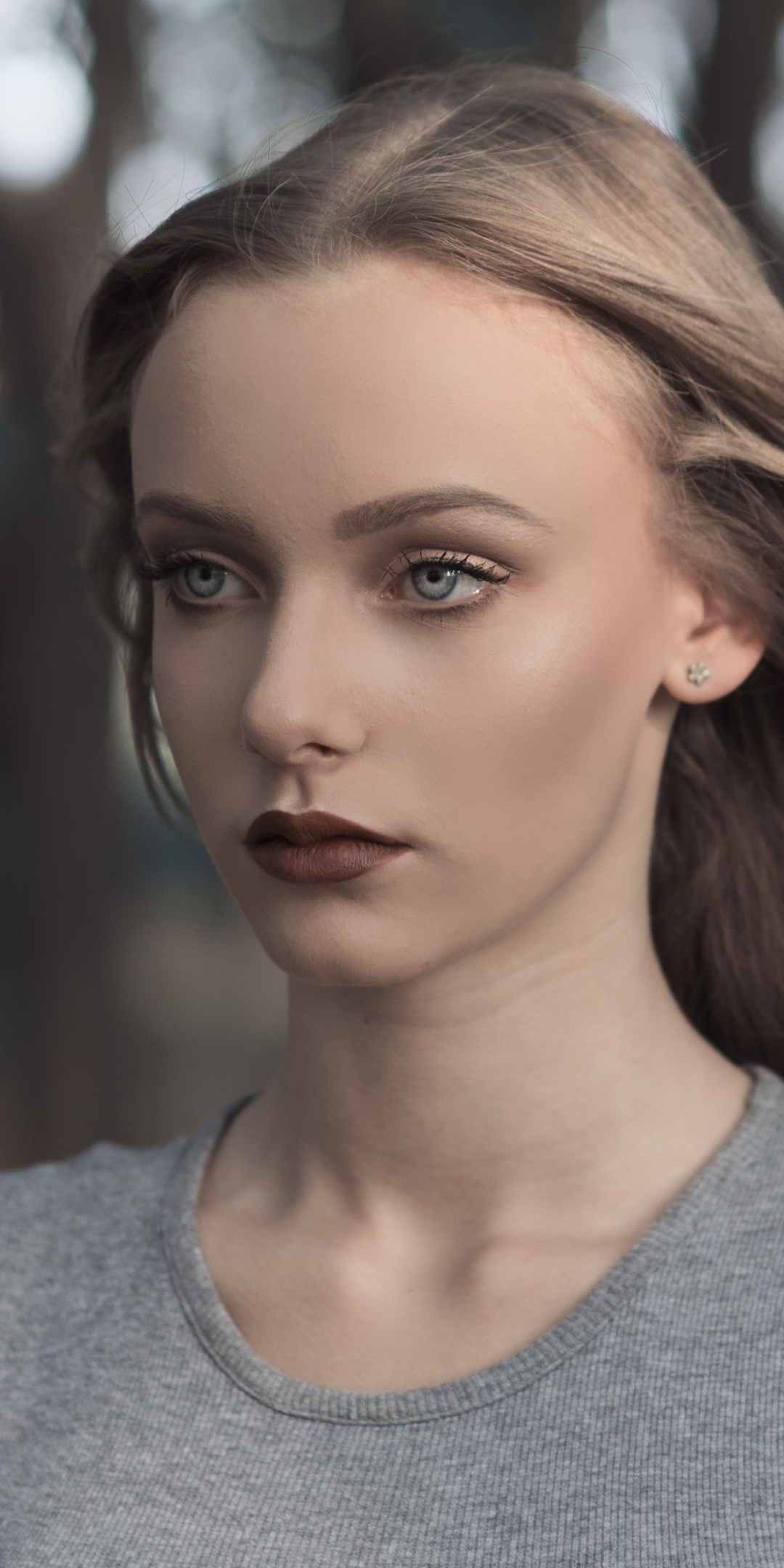 Women Model, Blonde, Blue Eyes, Lipstick, 1080x2160, Phone HD Wallpaper