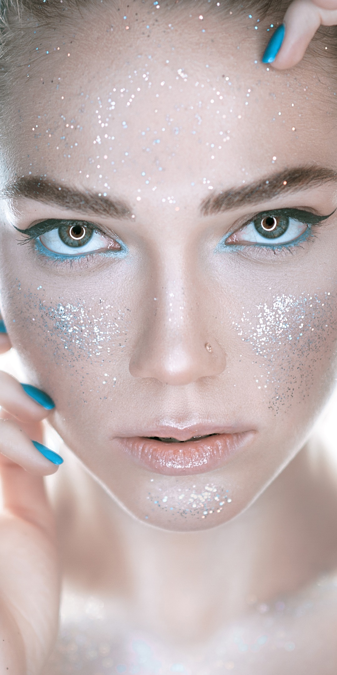 Women Model, Angelika Zavarzina, Makeup, Face, Glitter, 1080x2160, Phone HD Wallpaper