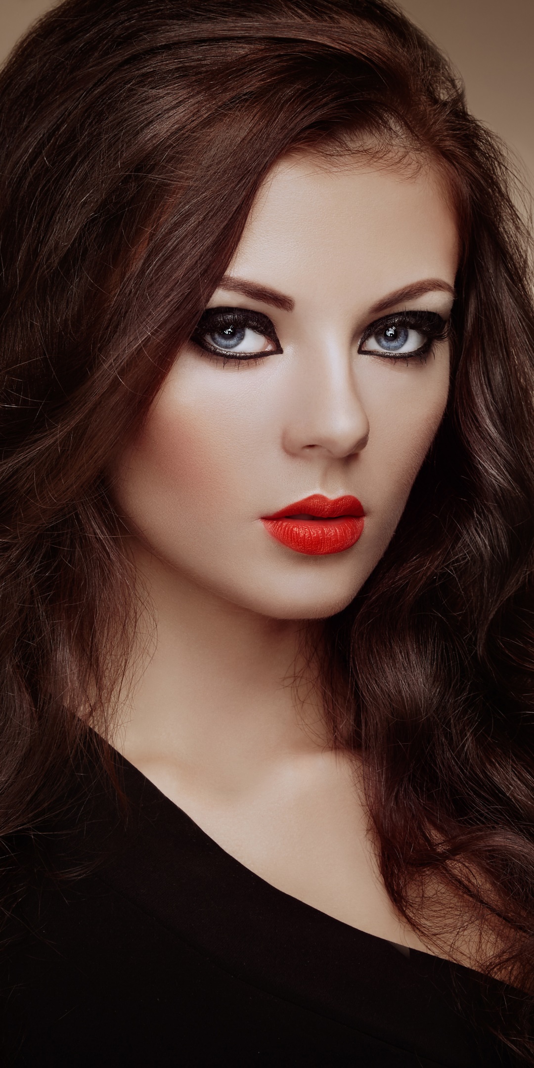 Women Model, Blue Eyes, Brunette, Lipstick, 1080x2160, Phone HD Wallpaper