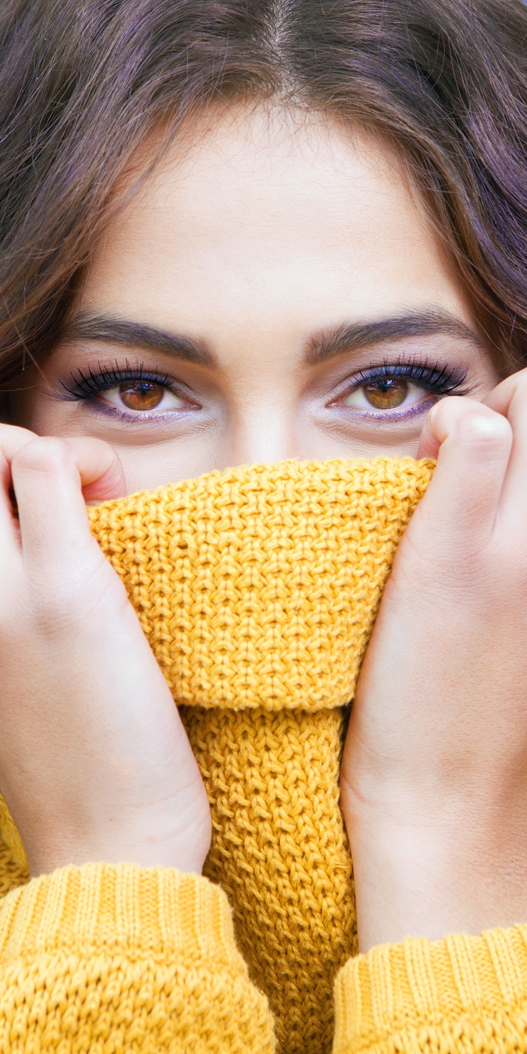 Women Model, Brunette, Hazel Eyes, Face, Stare, 1080x2160, Phone HD Wallpaper